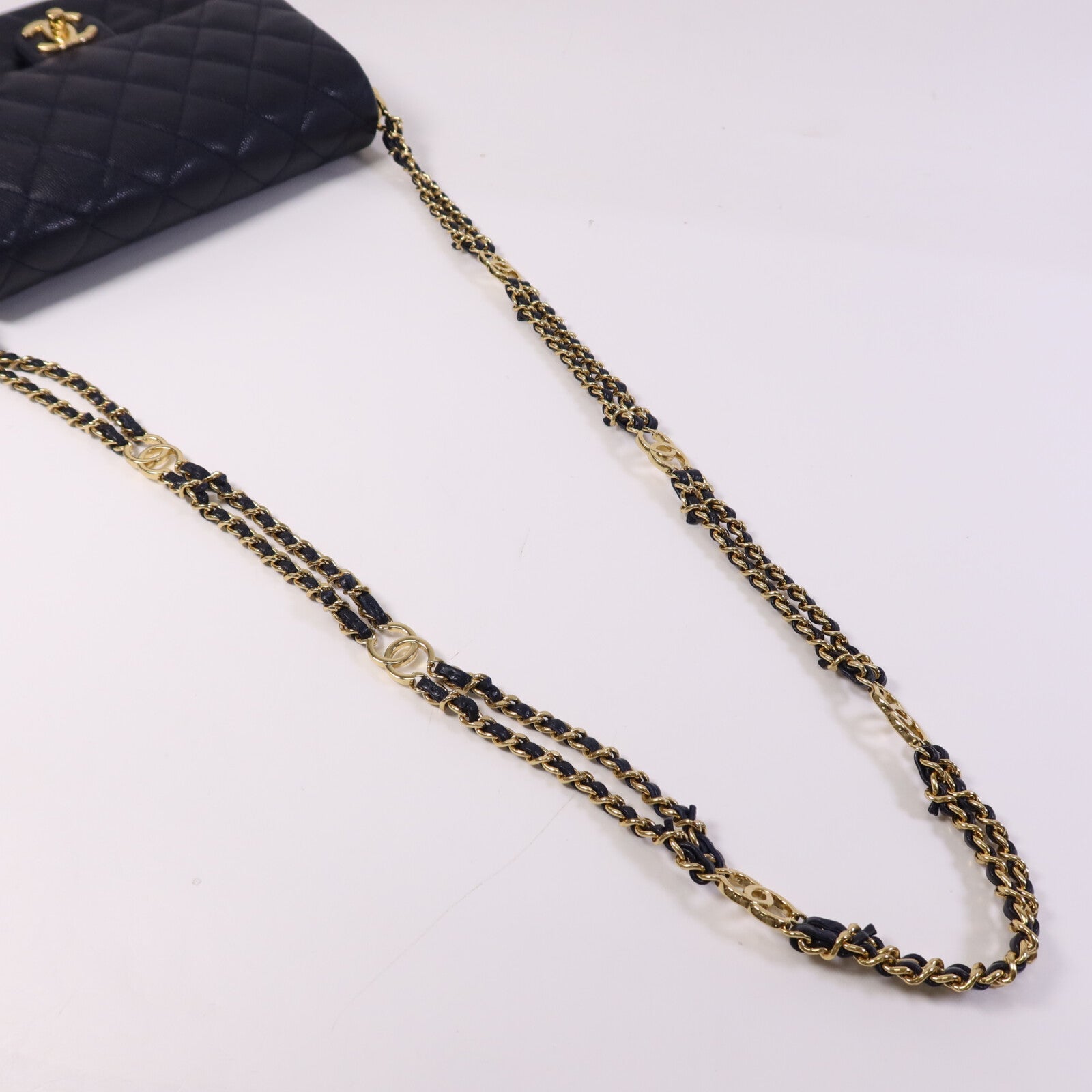 CHANEL 牛皮皮革Shoulder Bag金扣鏈帶肩背袋
