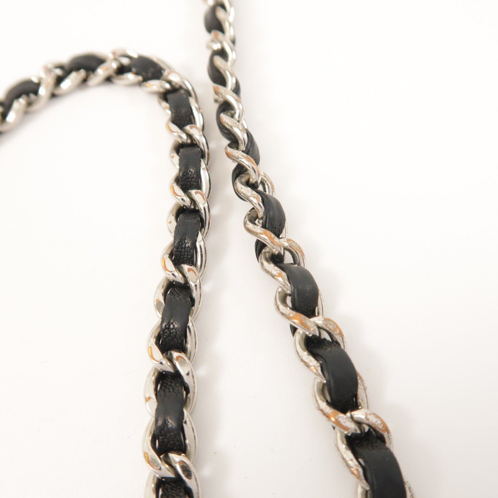 CHANEL 羊皮皮革Chain Shoulder銀扣鏈帶肩背袋