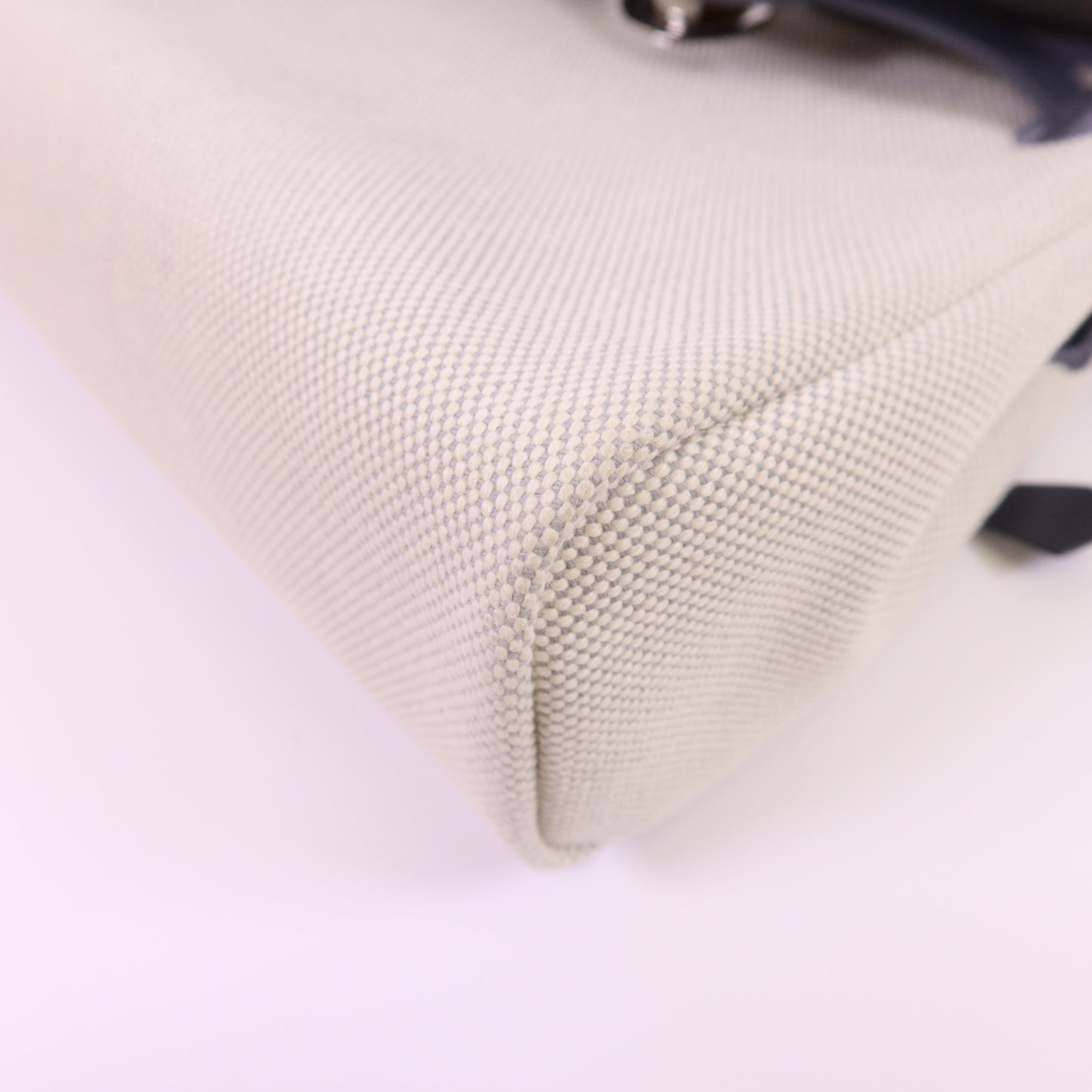 HERMES 帆布Mini Herbag銀扣肩背袋Ardoise