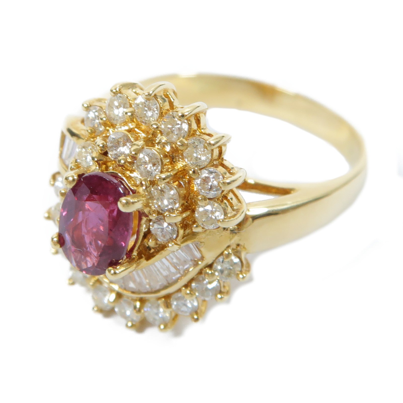 JEWELRY 【激減優惠】18K黃金Ruby Diamond Ring 0.84ct鑽石/0.98ct紅寶石戒指US#7.25