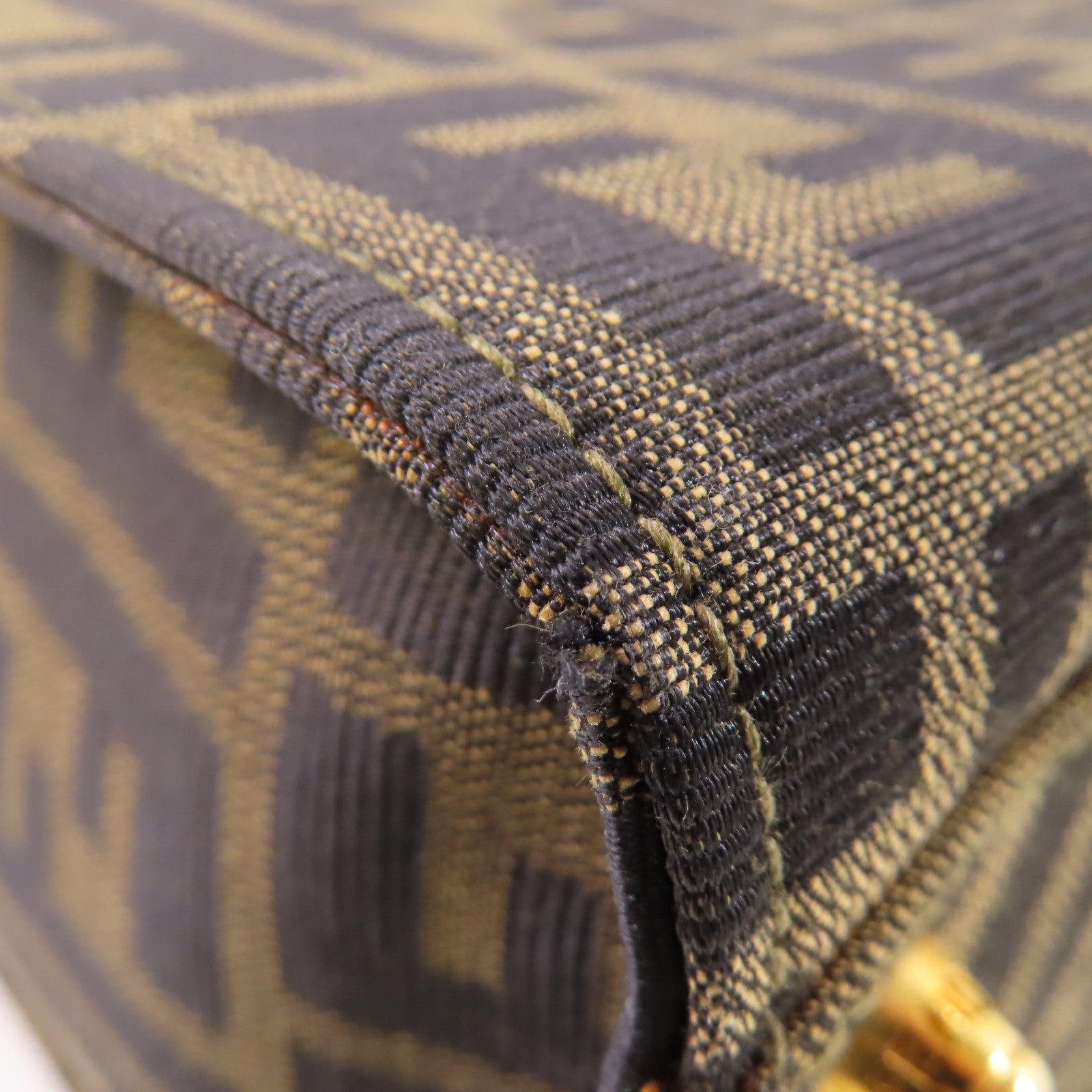 FENDI 帆布Sukka Afor Vintage Bag金扣手挽肩背兩用袋啡色