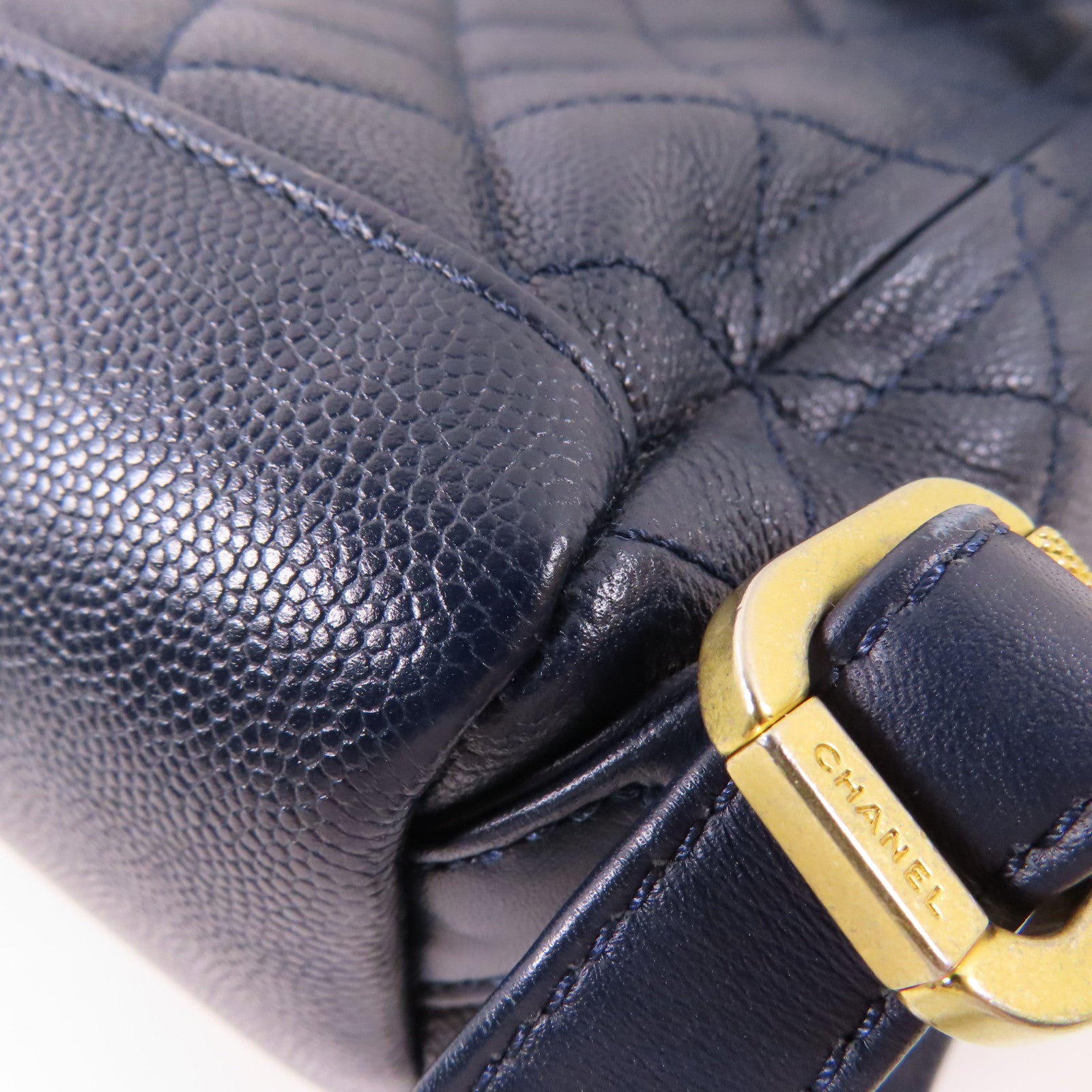 CHANEL 牛皮皮革Backpack金扣鏈帶背包