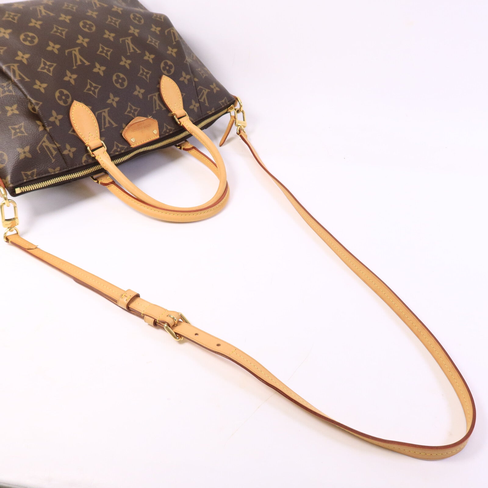 LOUIS VUITTON Monogram Turenne MM金扣手挽肩背兩用袋棕色