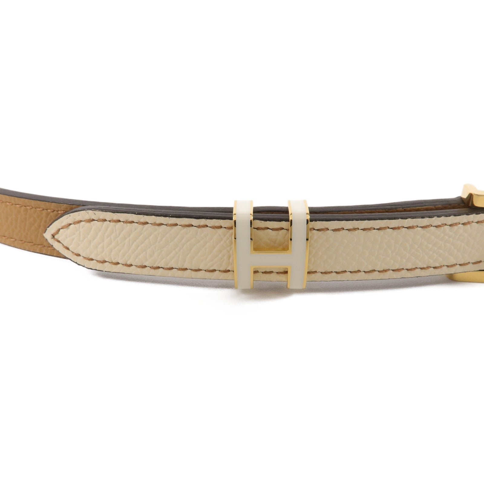 HERMES Epsom皮革Pop H 15 Belt 90cm皮帶Nata/Chai/Beige Marfa