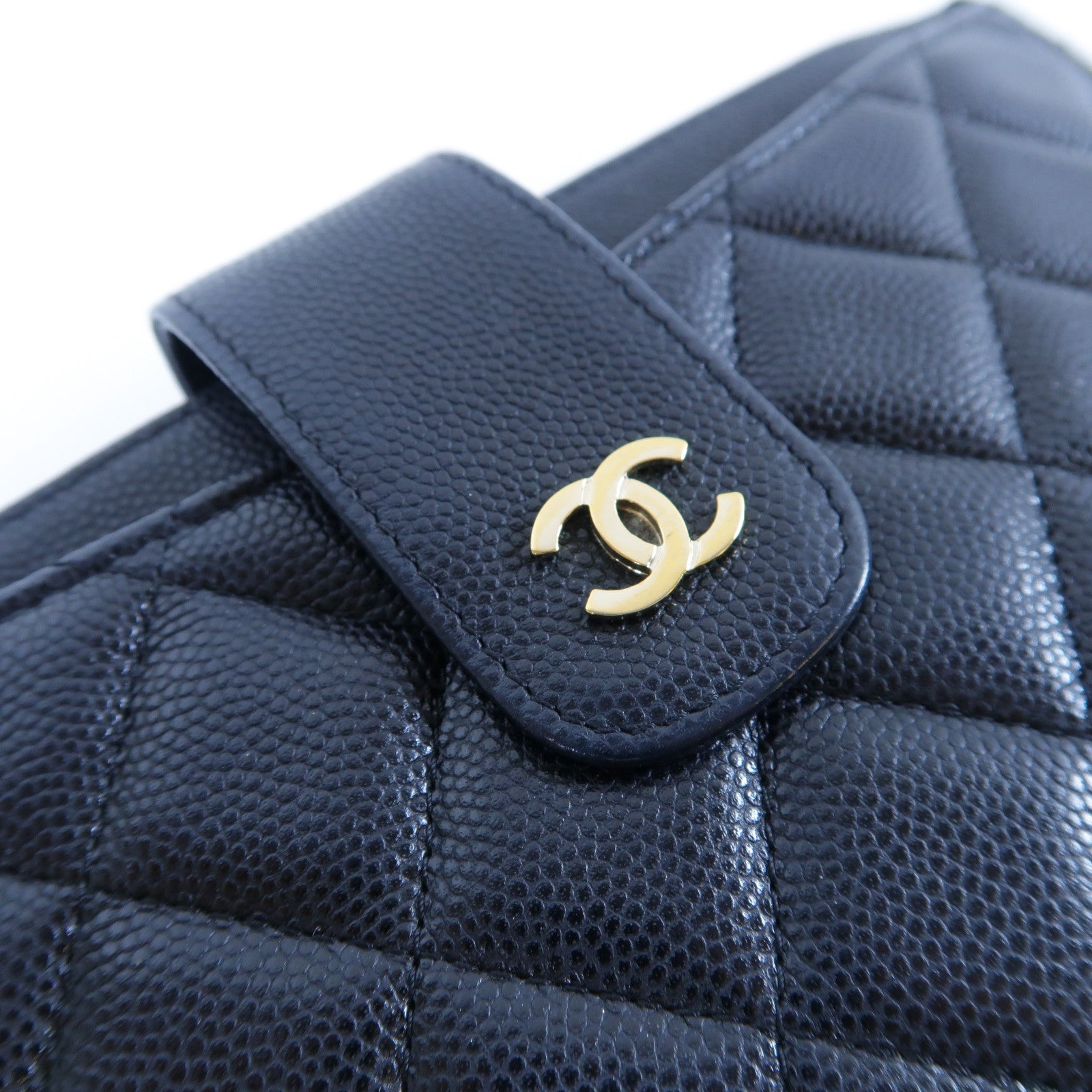 CHANEL 【激減優惠】菱格Caviar皮革Long Wallet金扣長錢包黑色