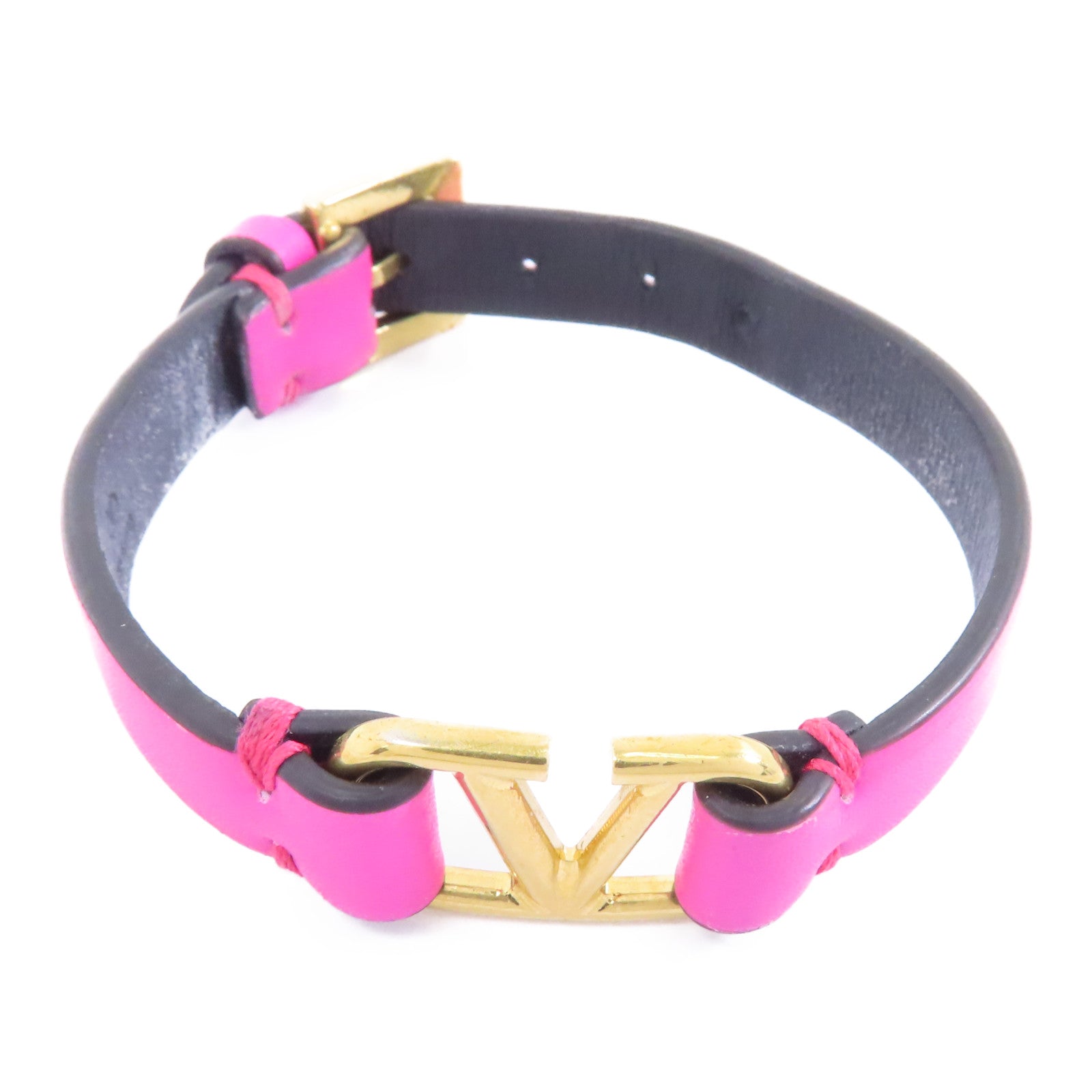 Valentino 牛皮皮革/金屬Bracelet手鏈粉紅色/金色