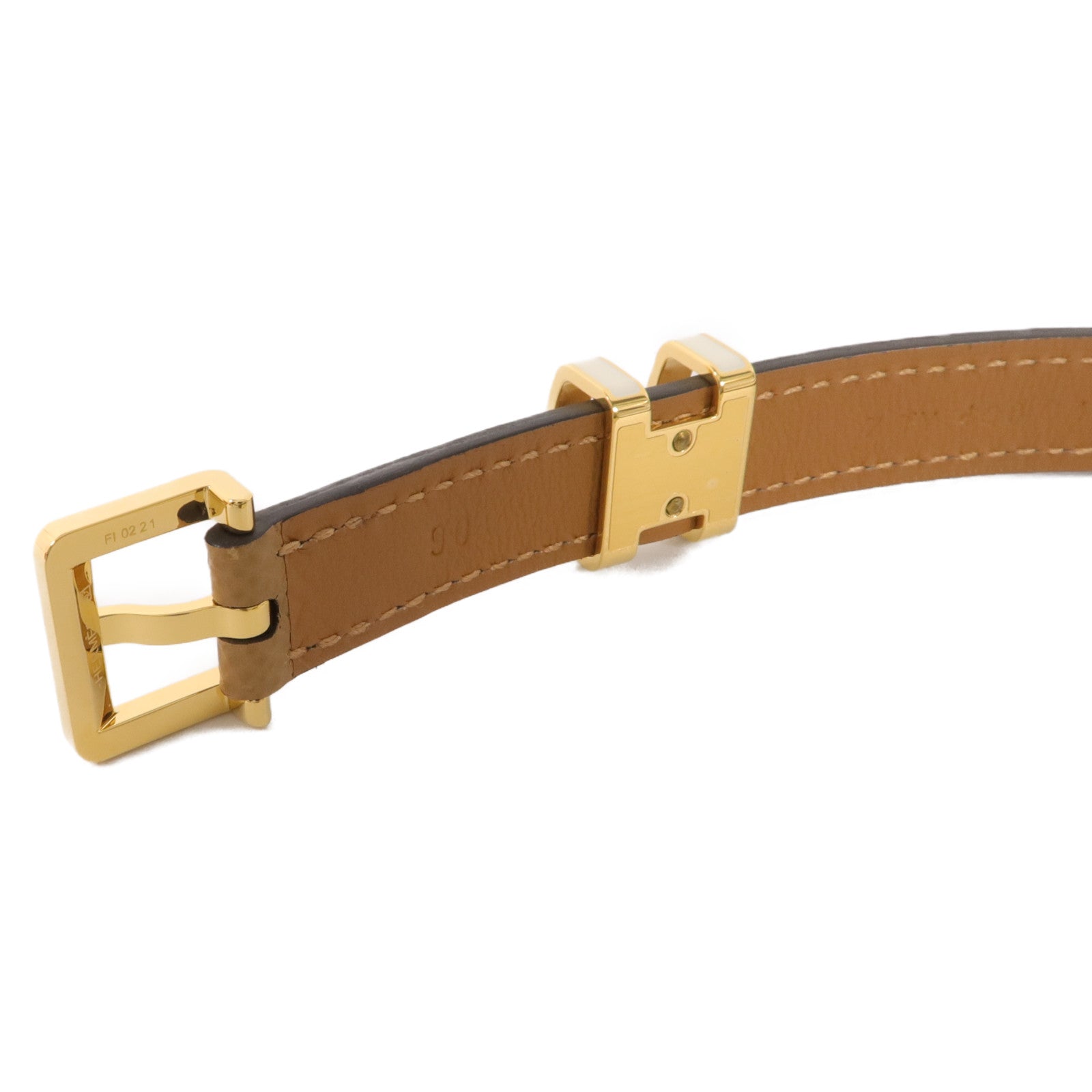 HERMES Epsom皮革Pop H 15 Belt 90cm皮帶Nata/Chai/Beige Marfa