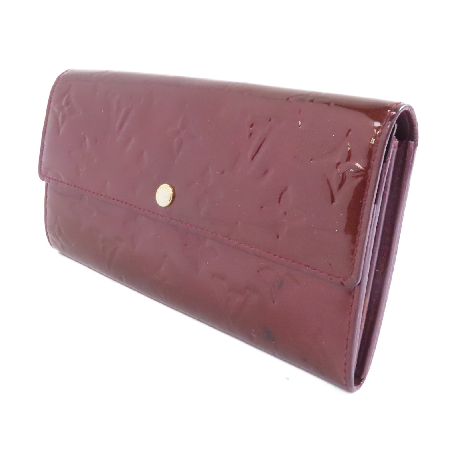 LOUIS VUITTON 【激減優惠】Vernis Portefeuille Sarah金扣長錢包酒紅色