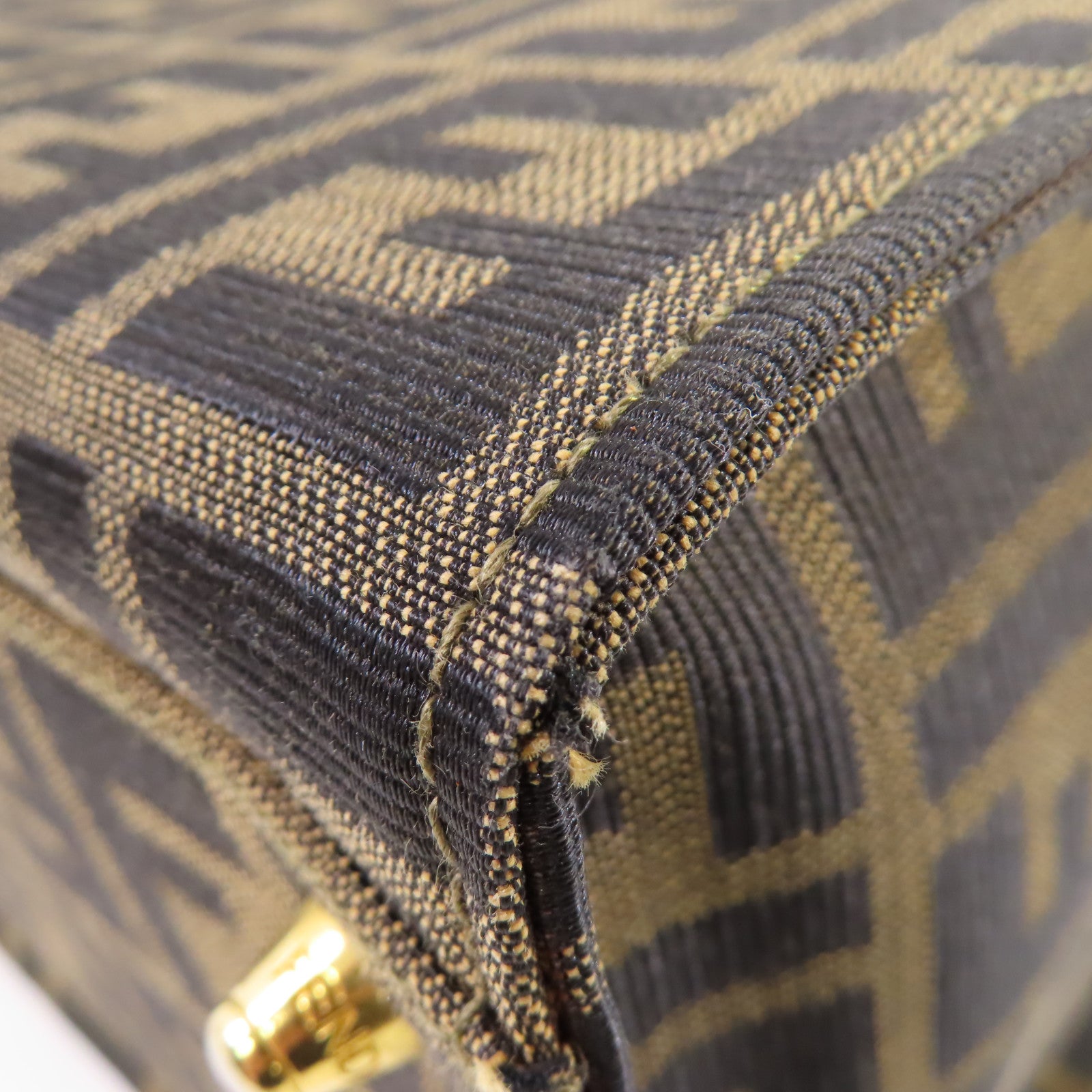 FENDI 帆布Sukka Afor Vintage Bag金扣手挽肩背兩用袋啡色
