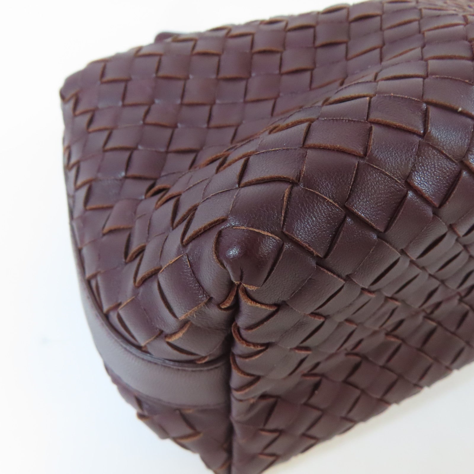 BOTTEGA VENETA 織紋牛皮皮革Shoulder Bag銀扣手挽袋啡色