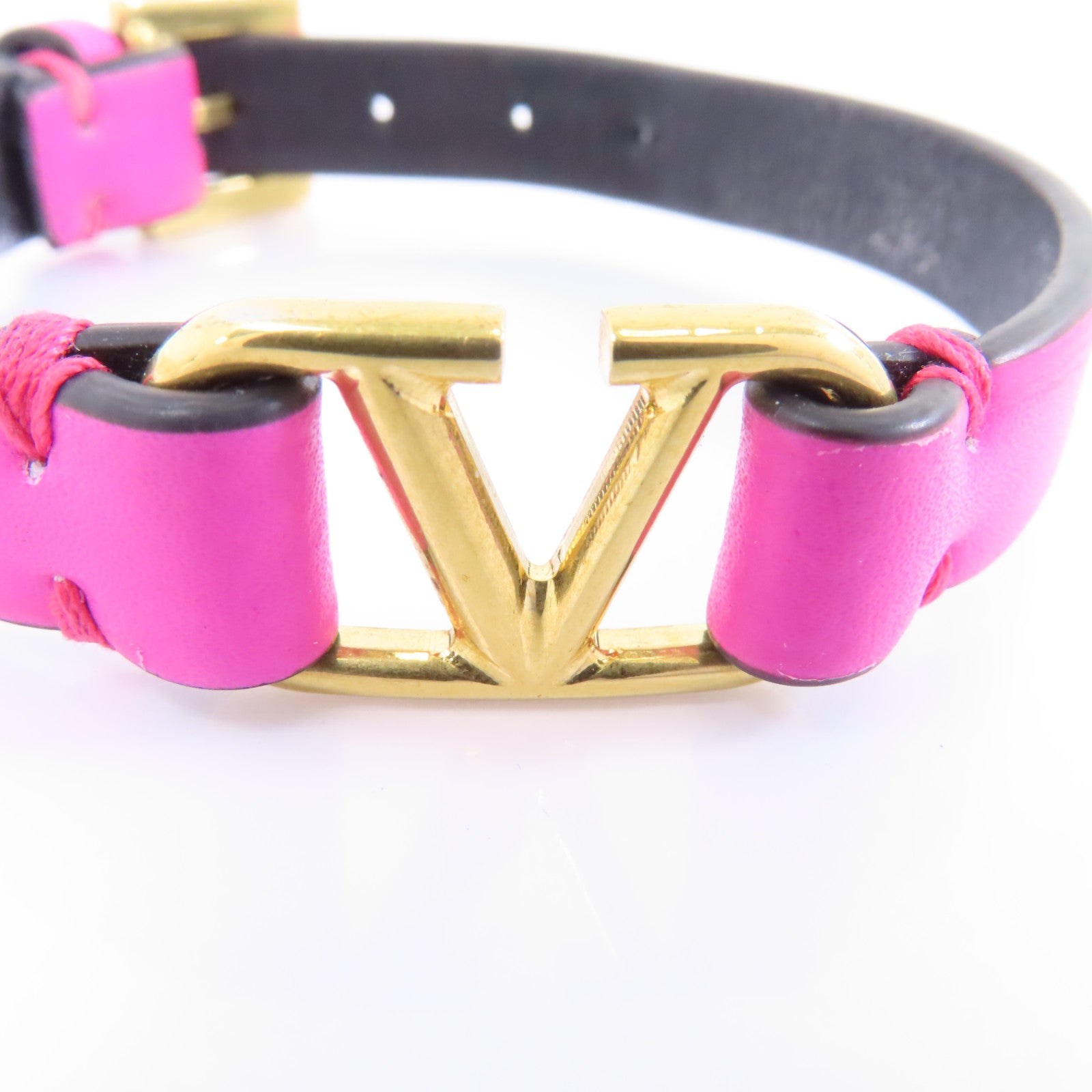 Valentino 牛皮皮革/金屬Bracelet手鏈粉紅色/金色