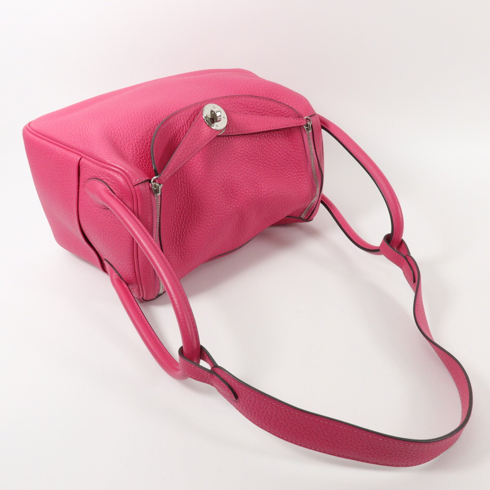 HERMES Clemence皮革Lindy 26手挽肩背兩用袋Rose Extreme