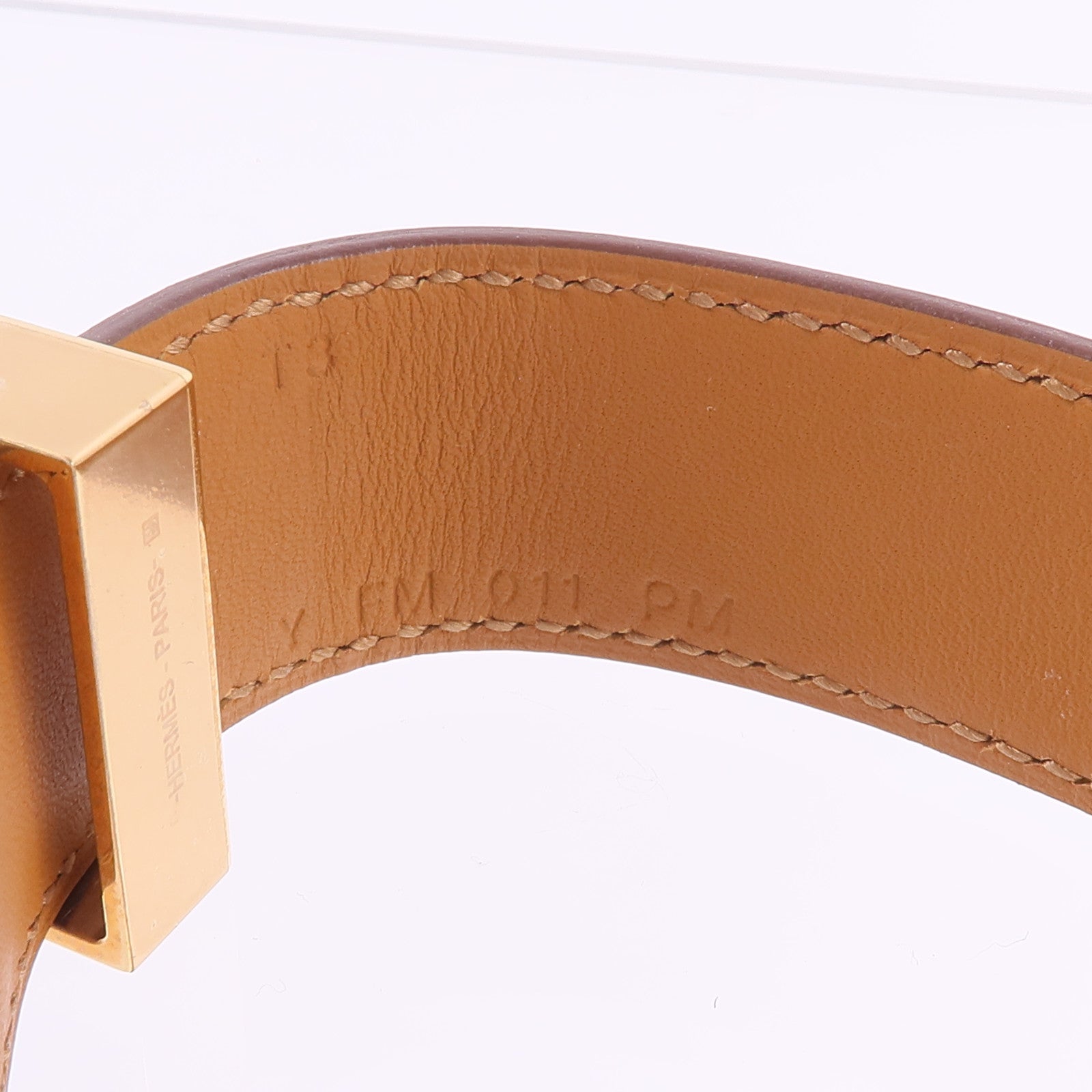 HERMES Madame皮革Collier De Chien 24 Bracelet手帶Gold