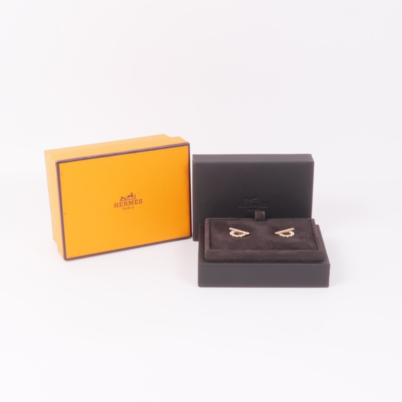 HERMES 18K玫瑰金Finesse Earrings鑽石耳環