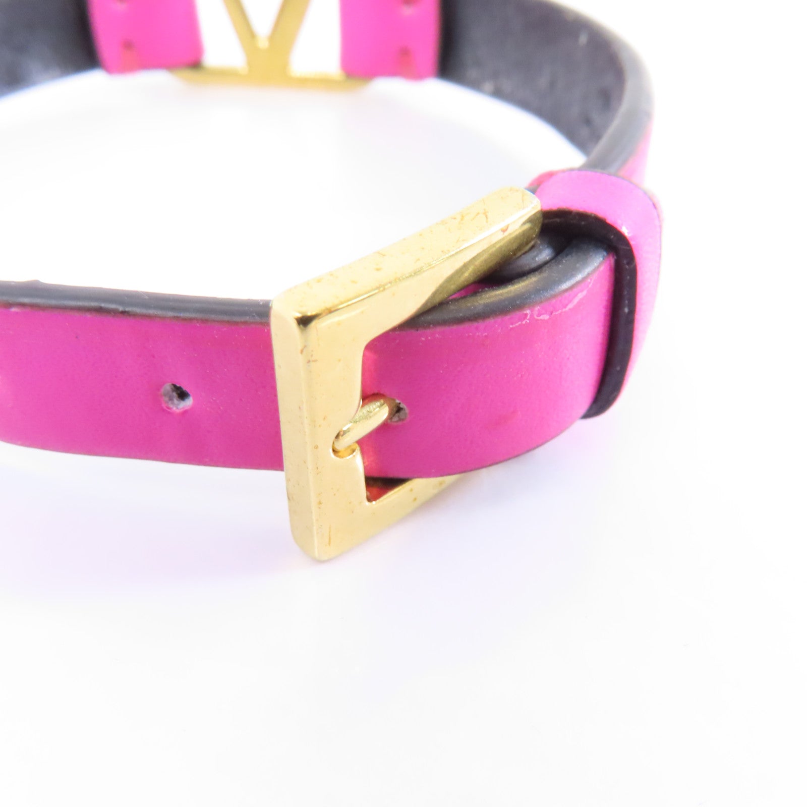 Valentino 牛皮皮革/金屬Bracelet手鏈粉紅色/金色