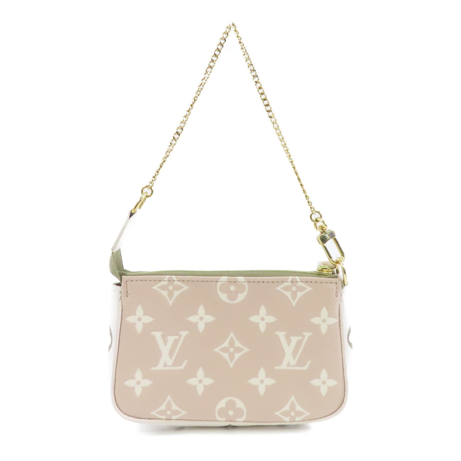 LOUIS VUITTON Monogram Empreinte Mini Pochette Accessories金扣手挽袋綠色/米色/白色