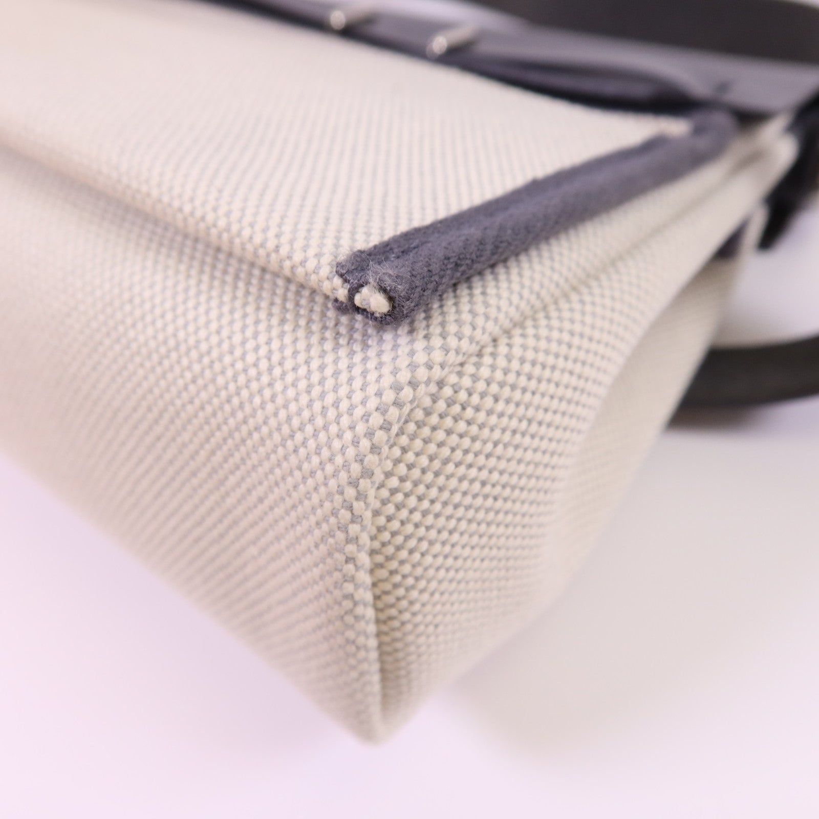 HERMES 帆布Mini Herbag銀扣肩背袋Ardoise