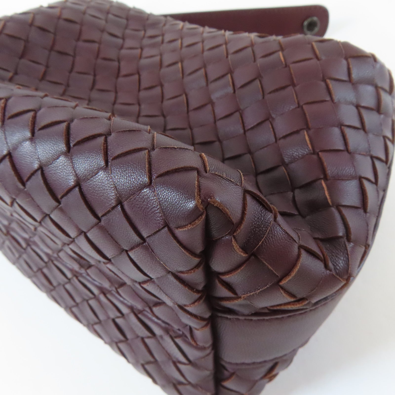 BOTTEGA VENETA 織紋牛皮皮革Shoulder Bag銀扣手挽袋啡色
