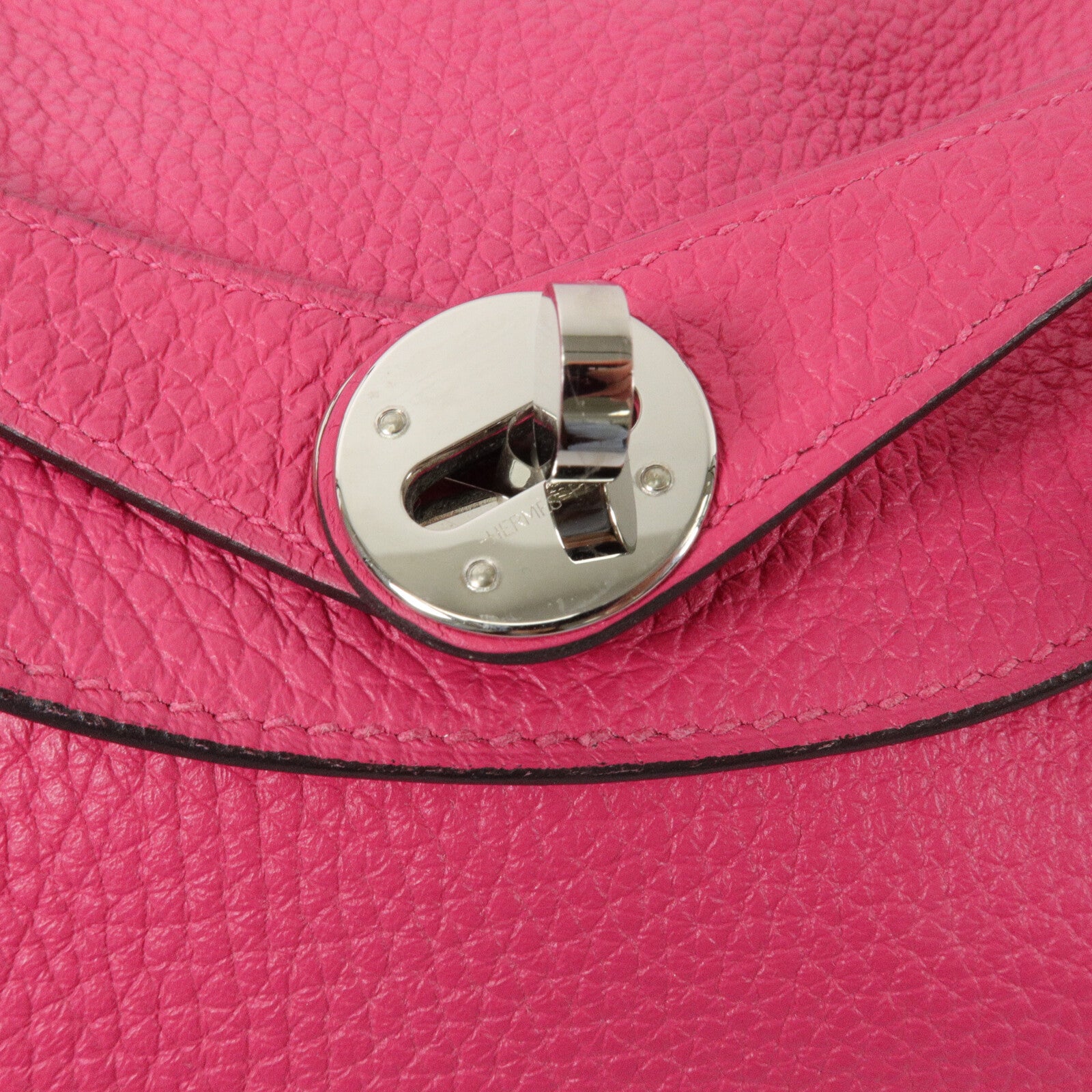 HERMES Clemence皮革Lindy 26手挽肩背兩用袋Rose Extreme
