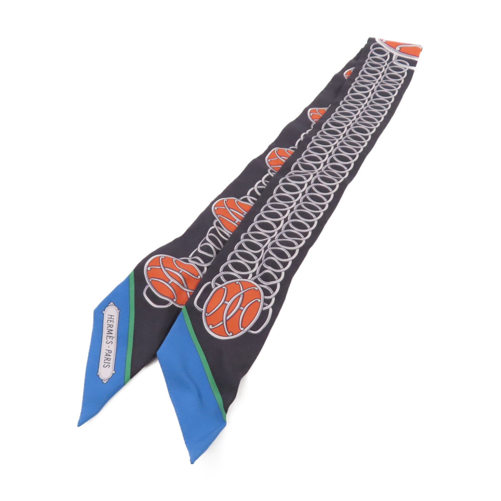 HERMES 【激減優惠】絲質Twilly Scarf絲巾黑色/橙色/藍色/彩色