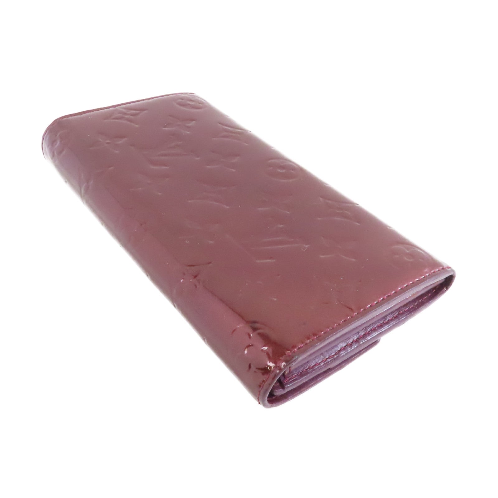 LOUIS VUITTON 【激減優惠】Vernis Portefeuille Sarah金扣長錢包酒紅色