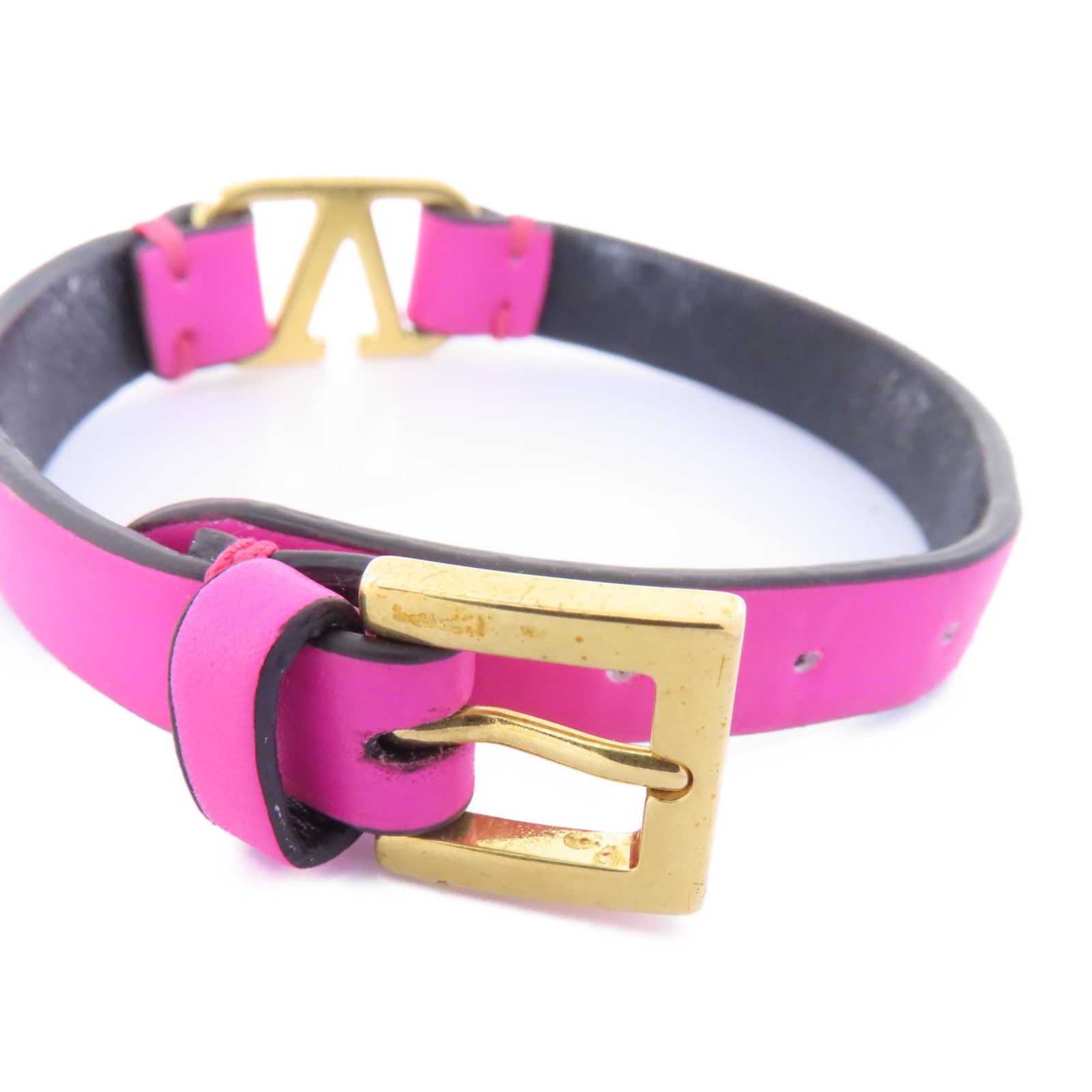 Valentino 牛皮皮革/金屬Bracelet手鏈粉紅色/金色