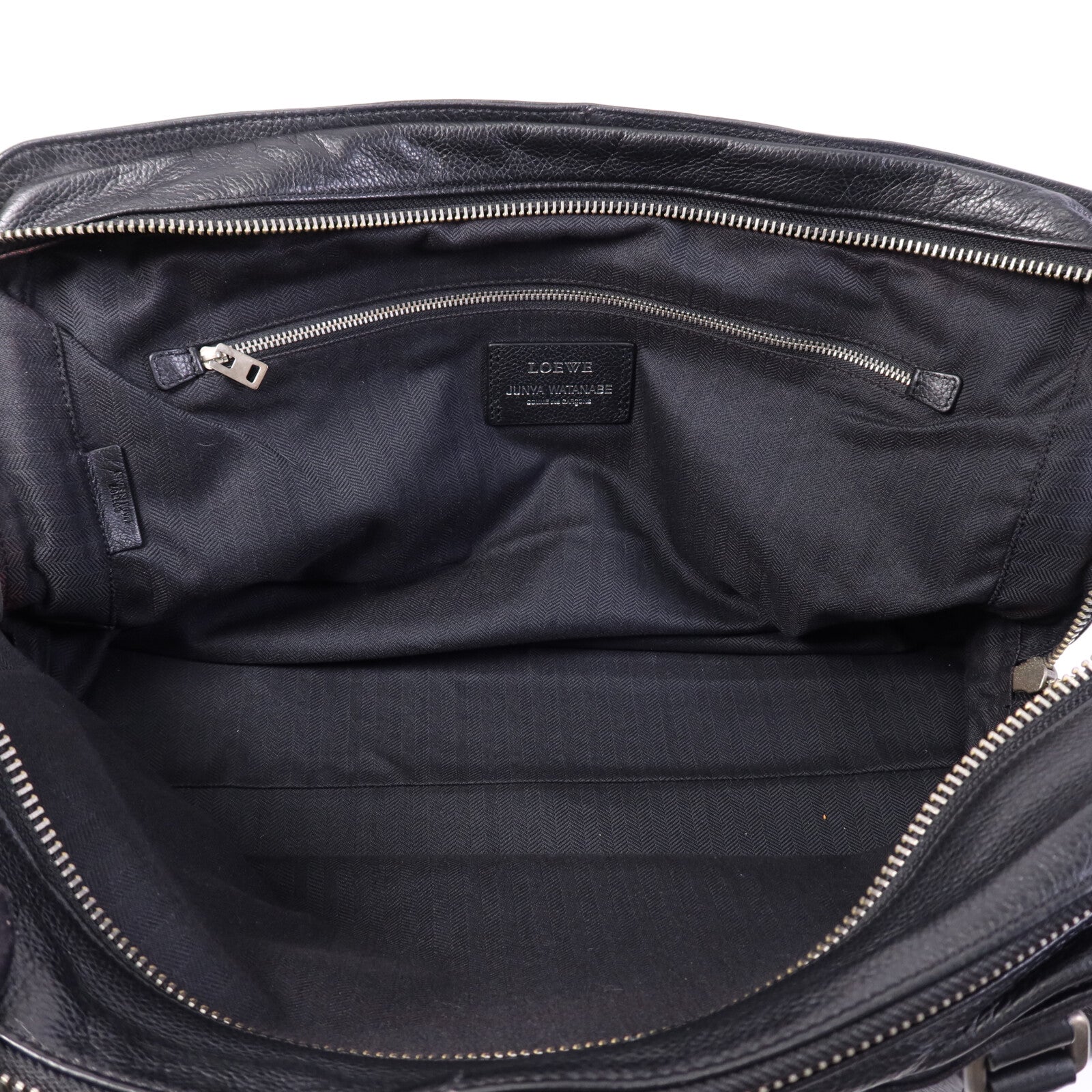 LOEWE 帆布Tote Bag銀扣肩背袋