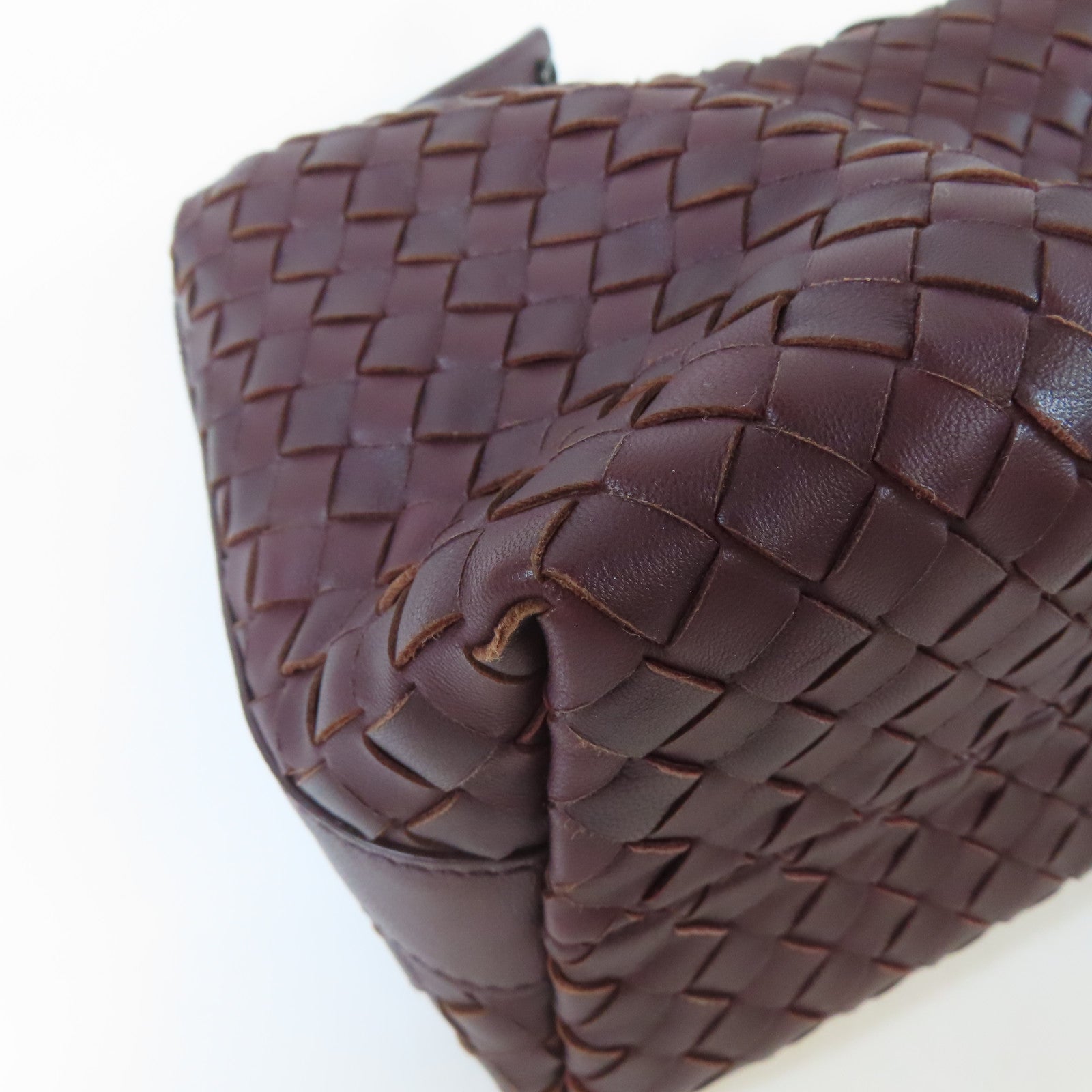 BOTTEGA VENETA 織紋牛皮皮革Shoulder Bag銀扣手挽袋啡色