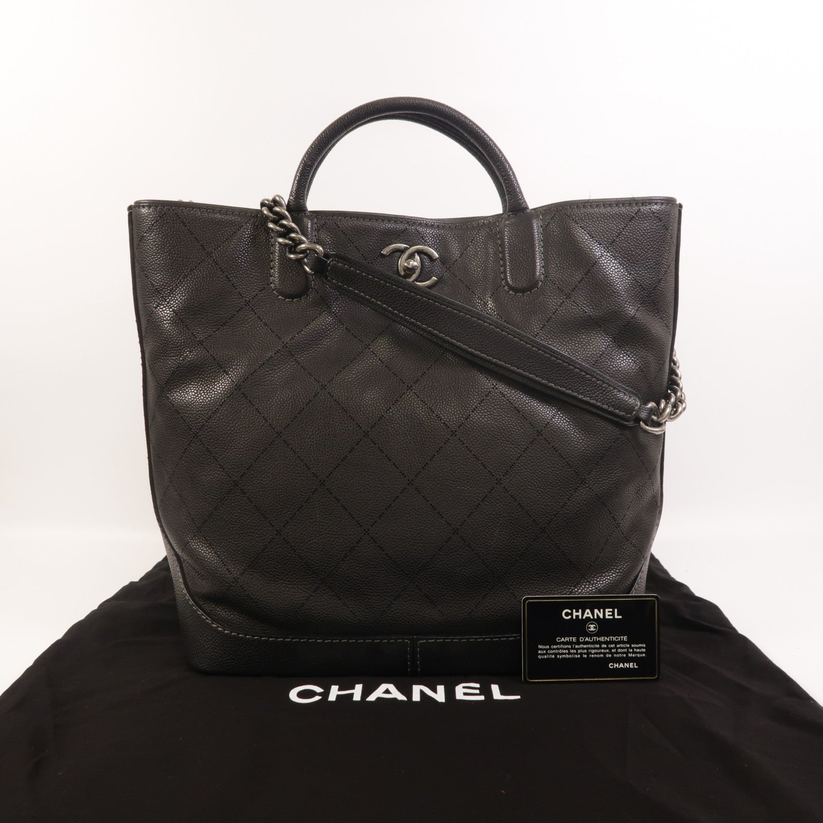 CHANEL 牛皮皮革2 Way Bag手挽肩背兩用袋