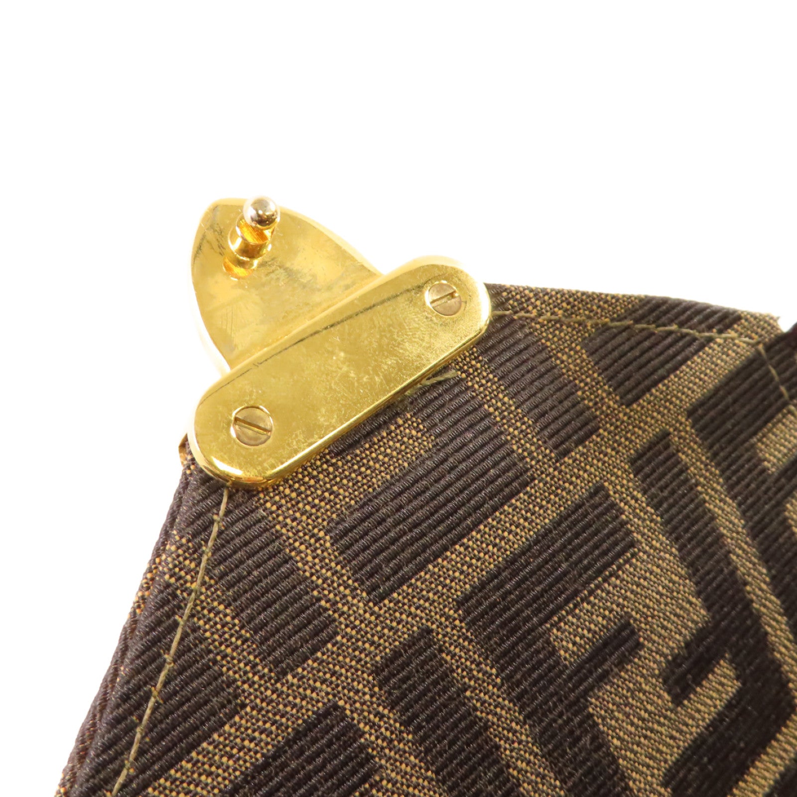 FENDI 帆布Sukka Afor Vintage Bag金扣手挽肩背兩用袋啡色