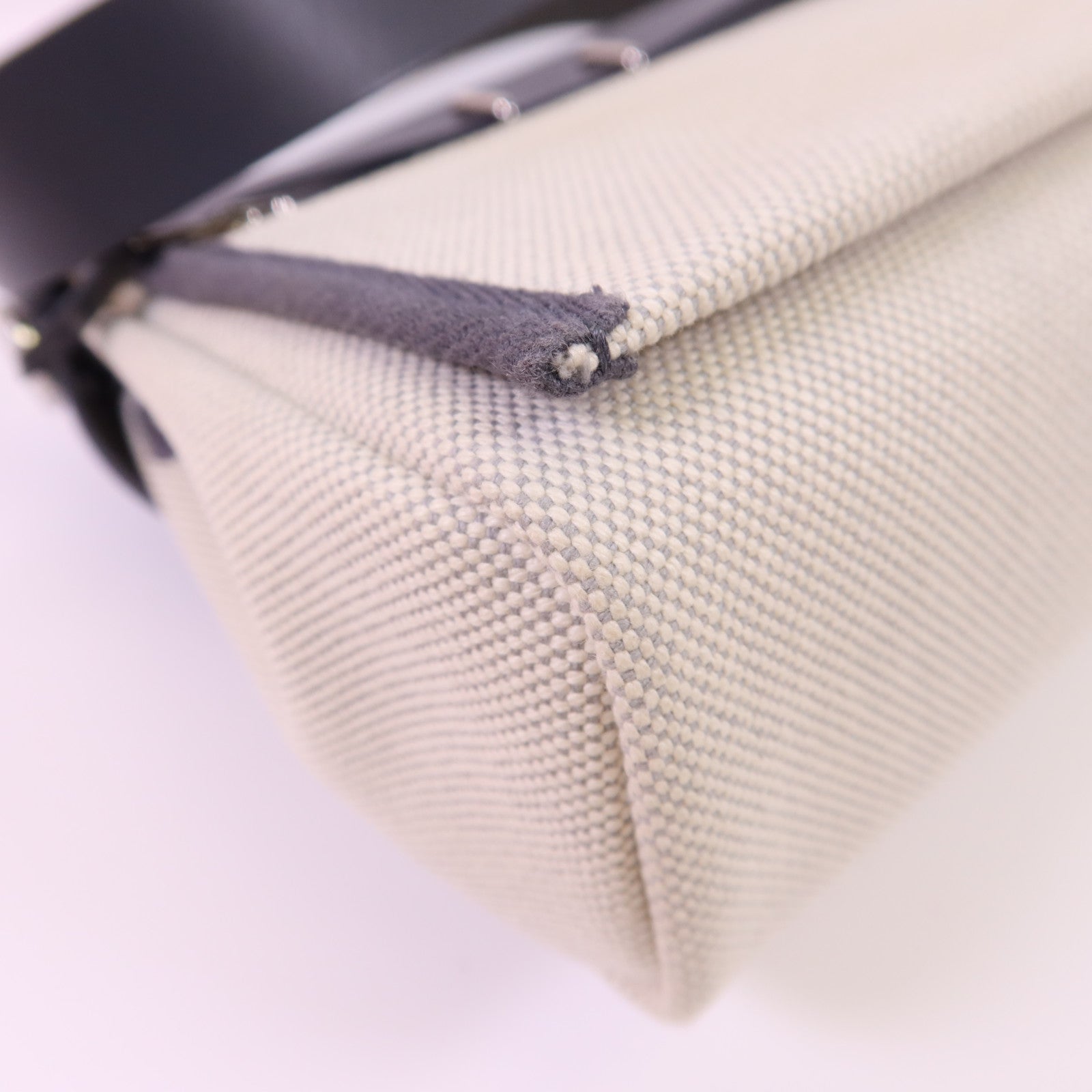 HERMES 帆布Mini Herbag銀扣肩背袋Ardoise