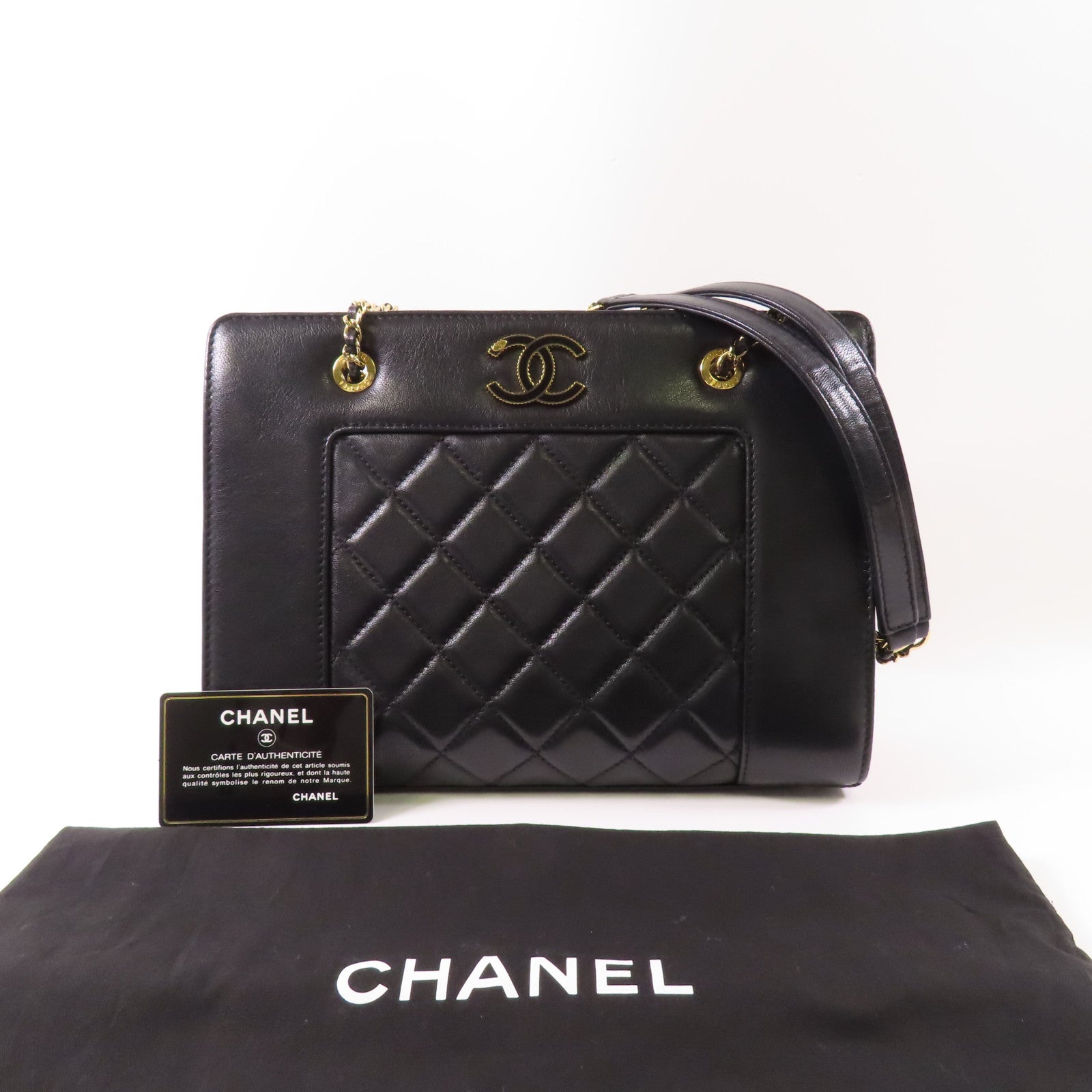 CHANEL 羊皮皮革Shoulder Bag金扣鏈帶肩背袋