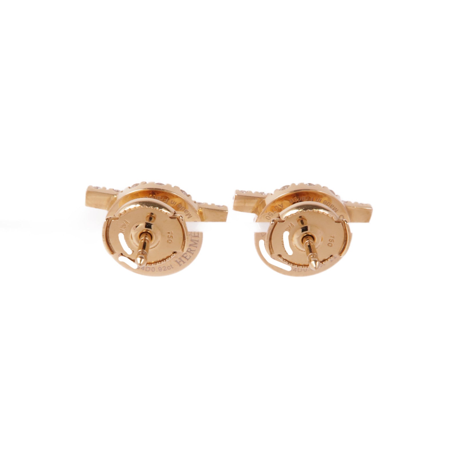 HERMES 18K玫瑰金Finesse Earrings鑽石耳環