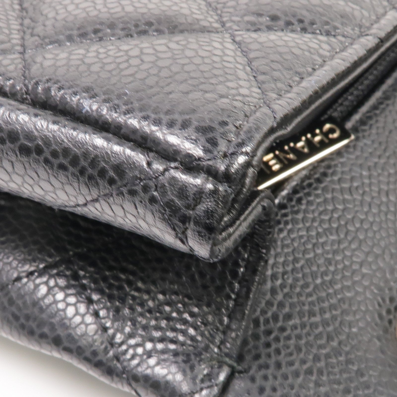 CHANEL 牛皮皮革Large Classic銀扣鏈帶肩背袋