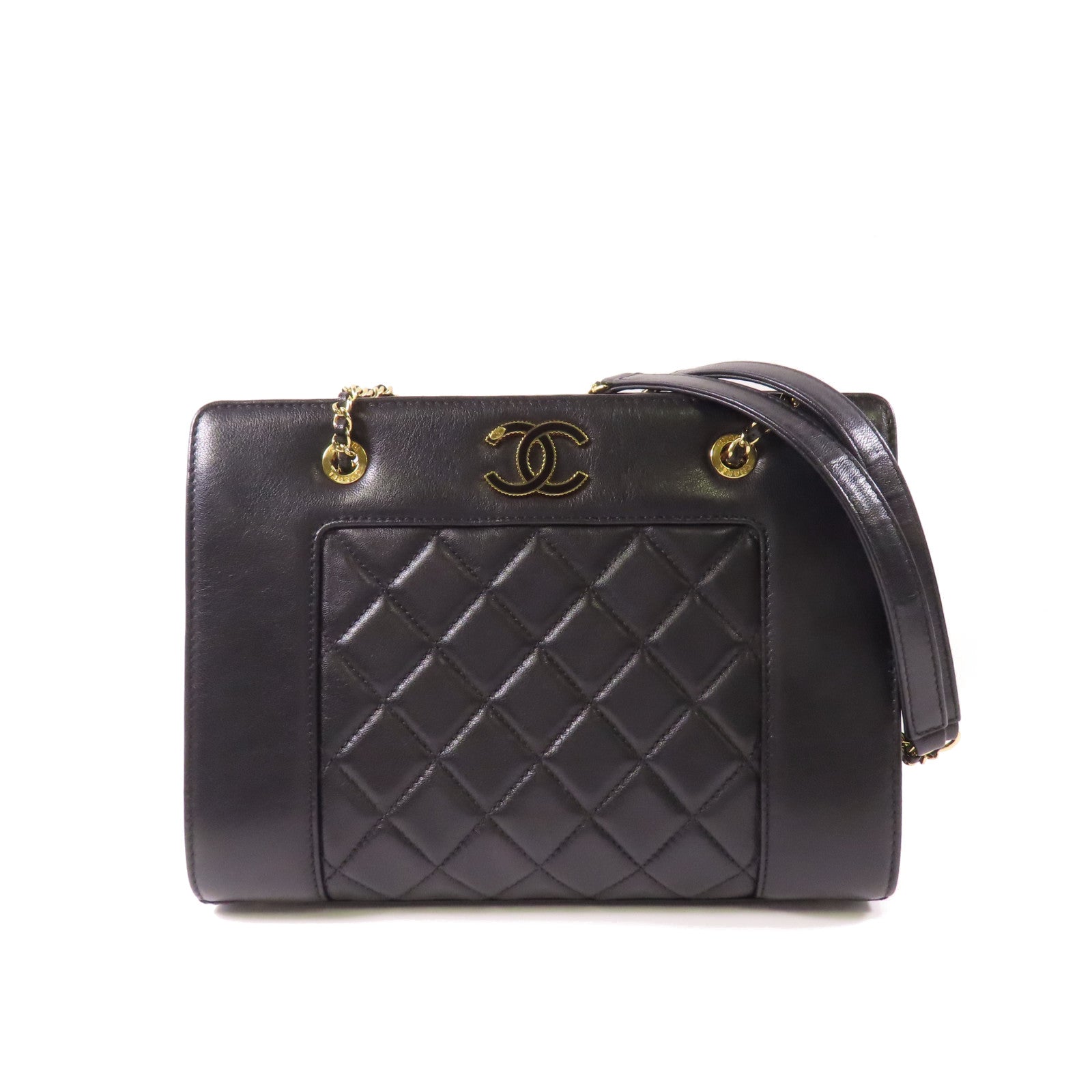 CHANEL 羊皮皮革Shoulder Bag金扣鏈帶肩背袋