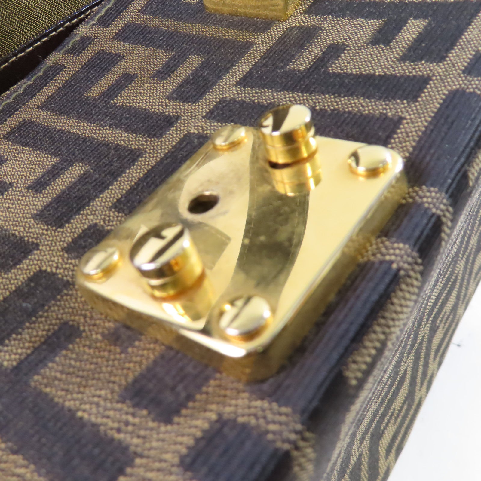 FENDI 帆布Sukka Afor Vintage Bag金扣手挽肩背兩用袋啡色