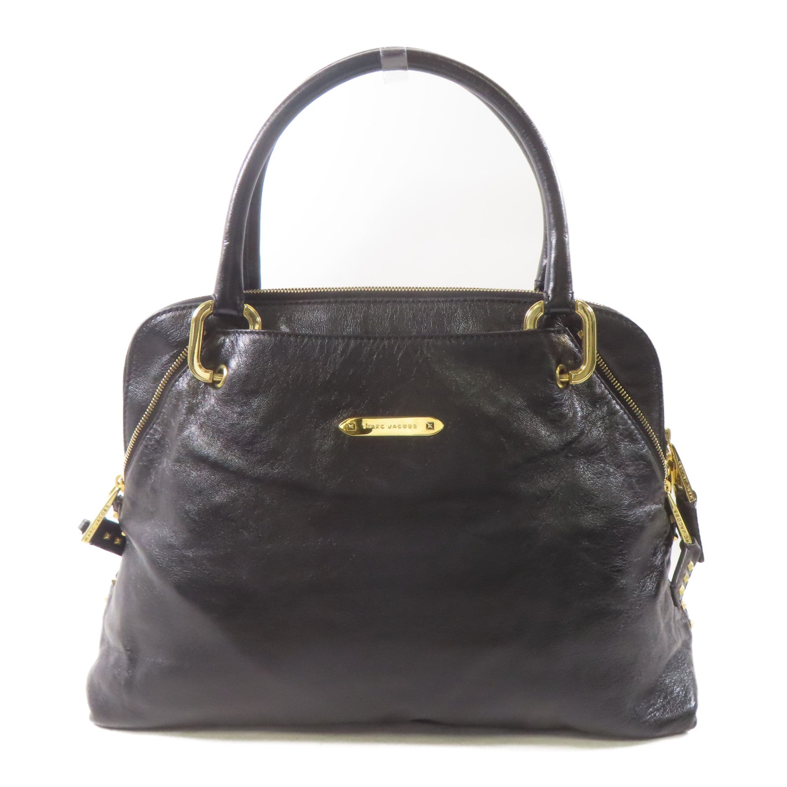 MARC JACOBS 牛皮皮革Handbag金扣手挽袋黑色