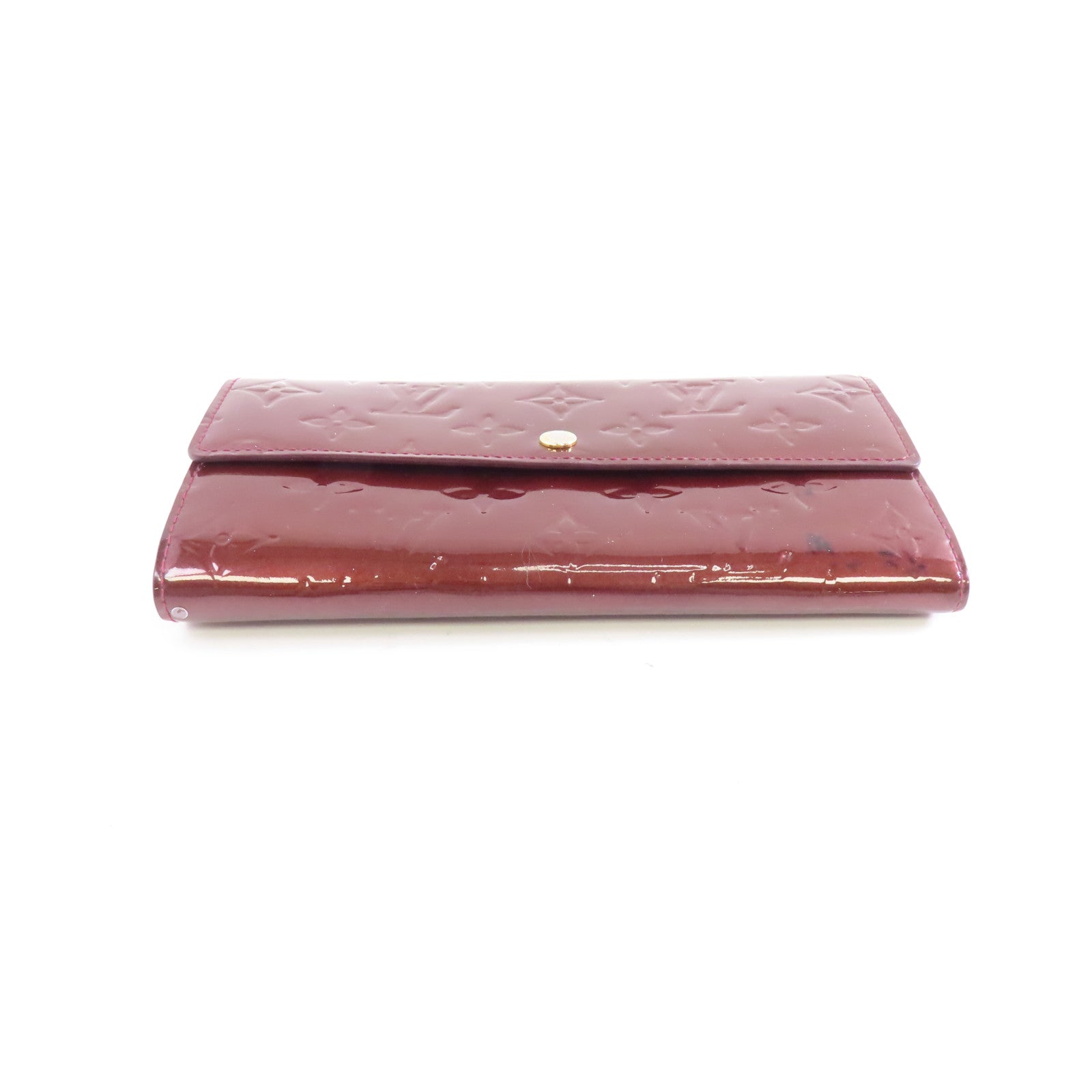 LOUIS VUITTON 【激減優惠】Vernis Portefeuille Sarah金扣長錢包酒紅色