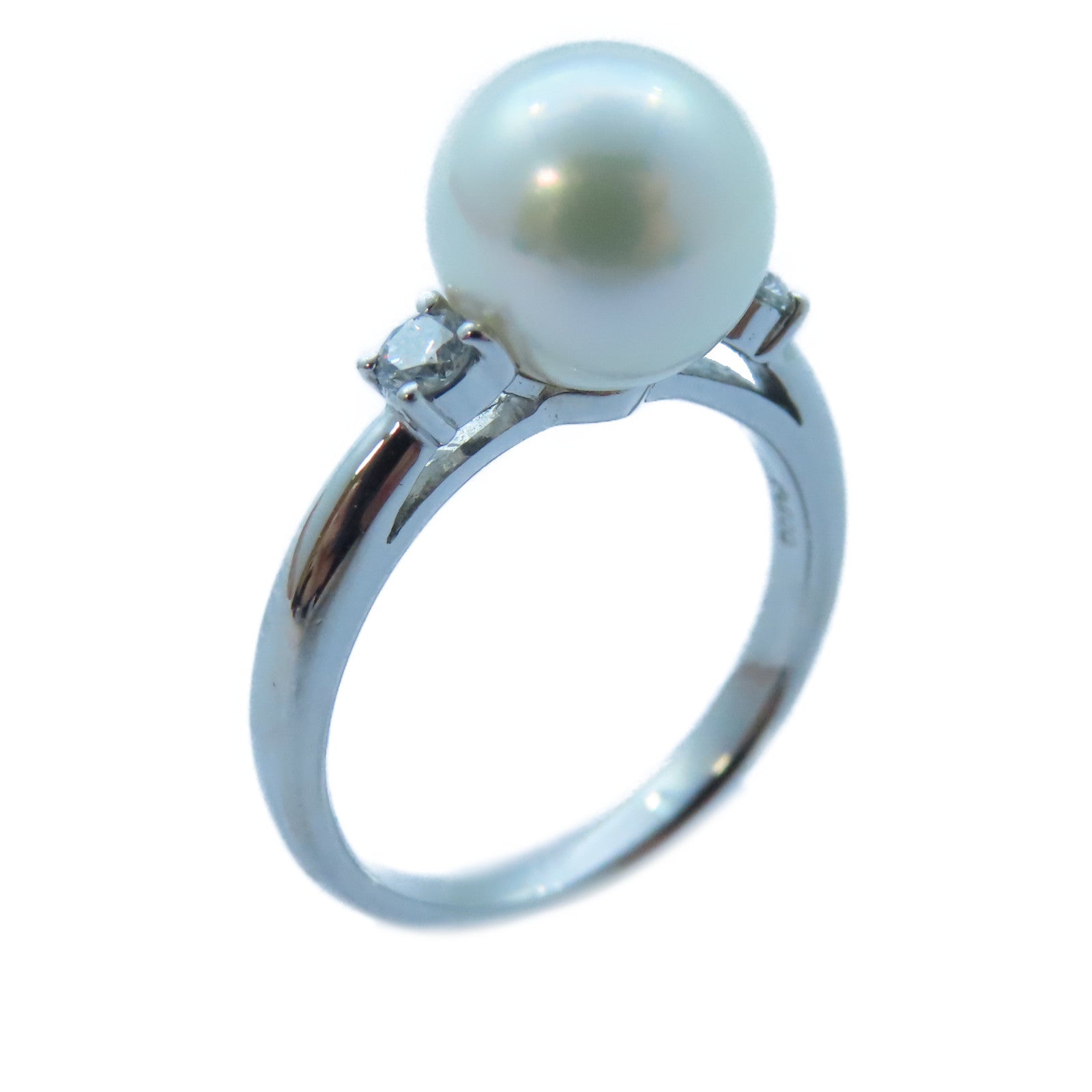 JEWELRY 【激減優惠】PT900白金Pearl/Diamond Ring 8.9mm珍珠/0.13ct鑽石戒指US#5.5