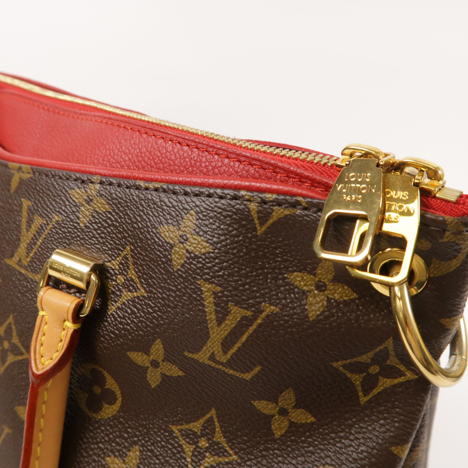 LOUIS VUITTON LV GHW Pallas 2 Way Shoulder Handbag M41175 Monogram Brown/Red