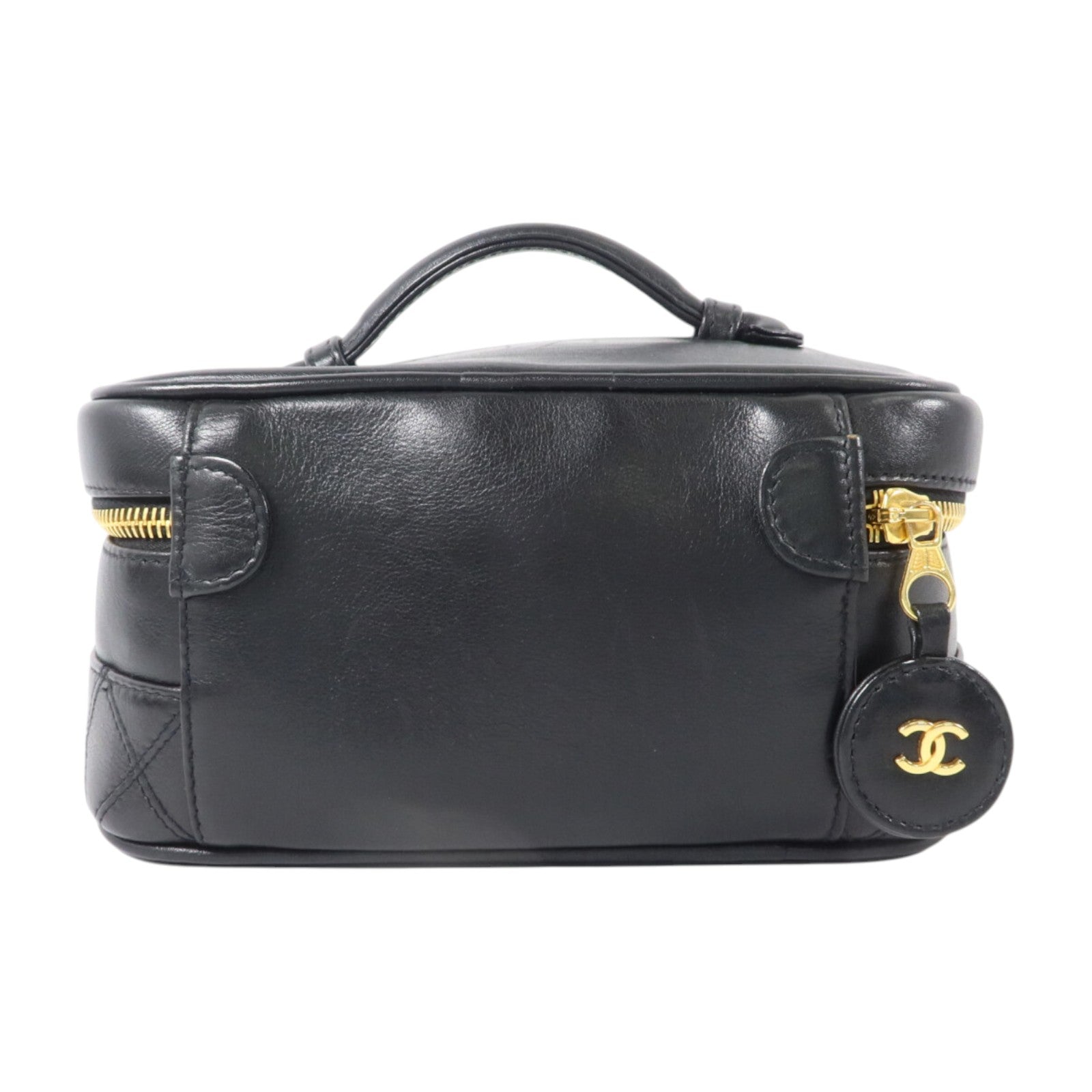 CHANEL 牛皮皮革Vintage Vanity Case金扣化妝袋