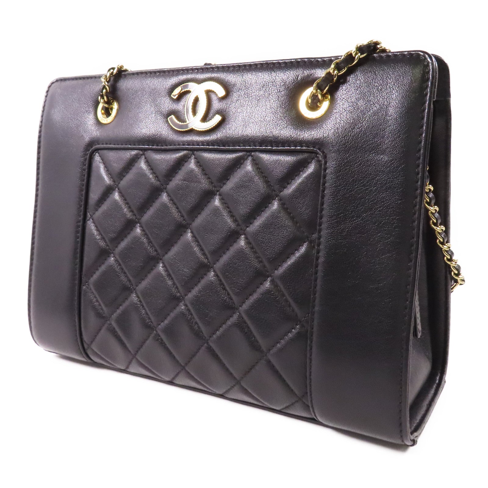 CHANEL 羊皮皮革Shoulder Bag金扣鏈帶肩背袋