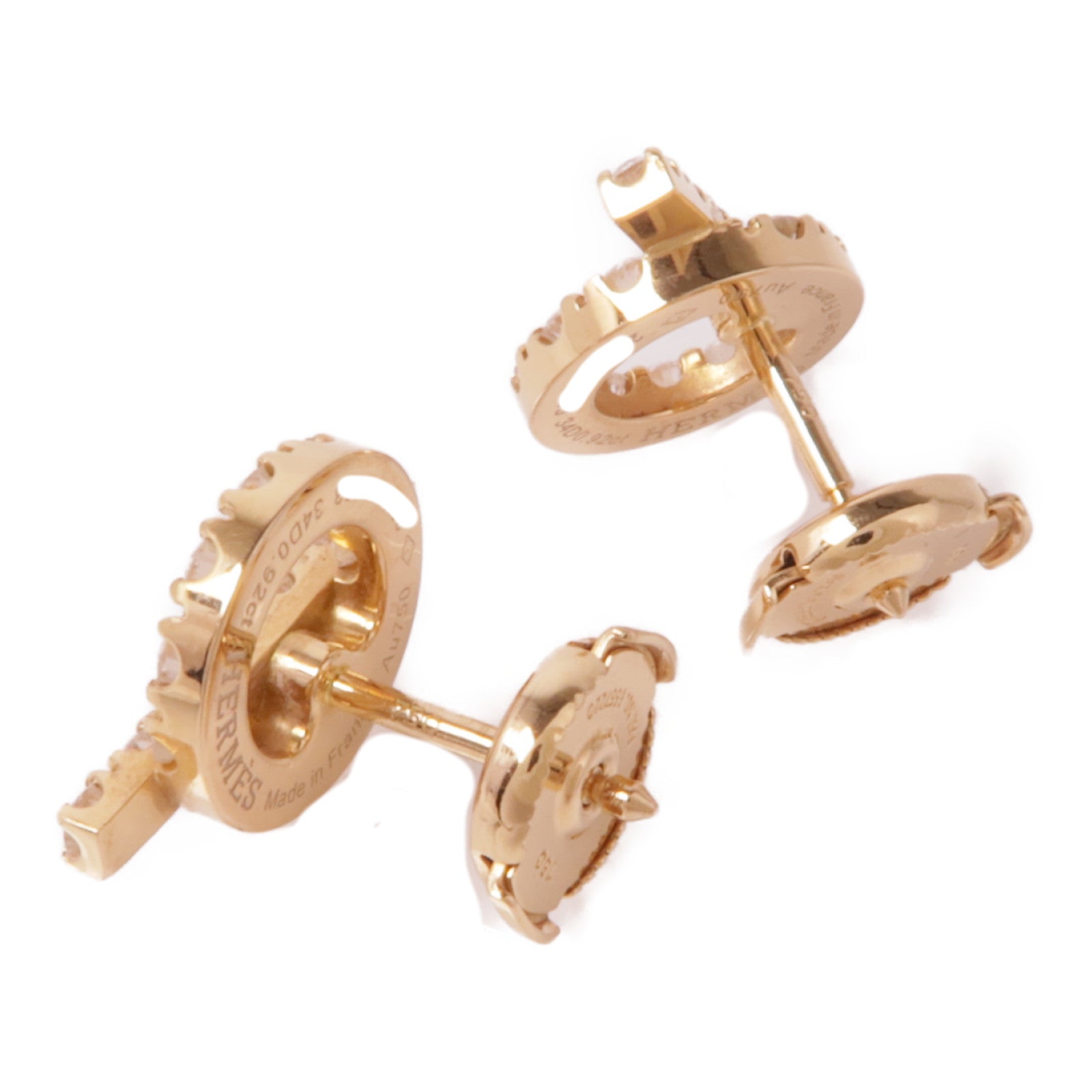 HERMES 18K玫瑰金Finesse Earrings鑽石耳環