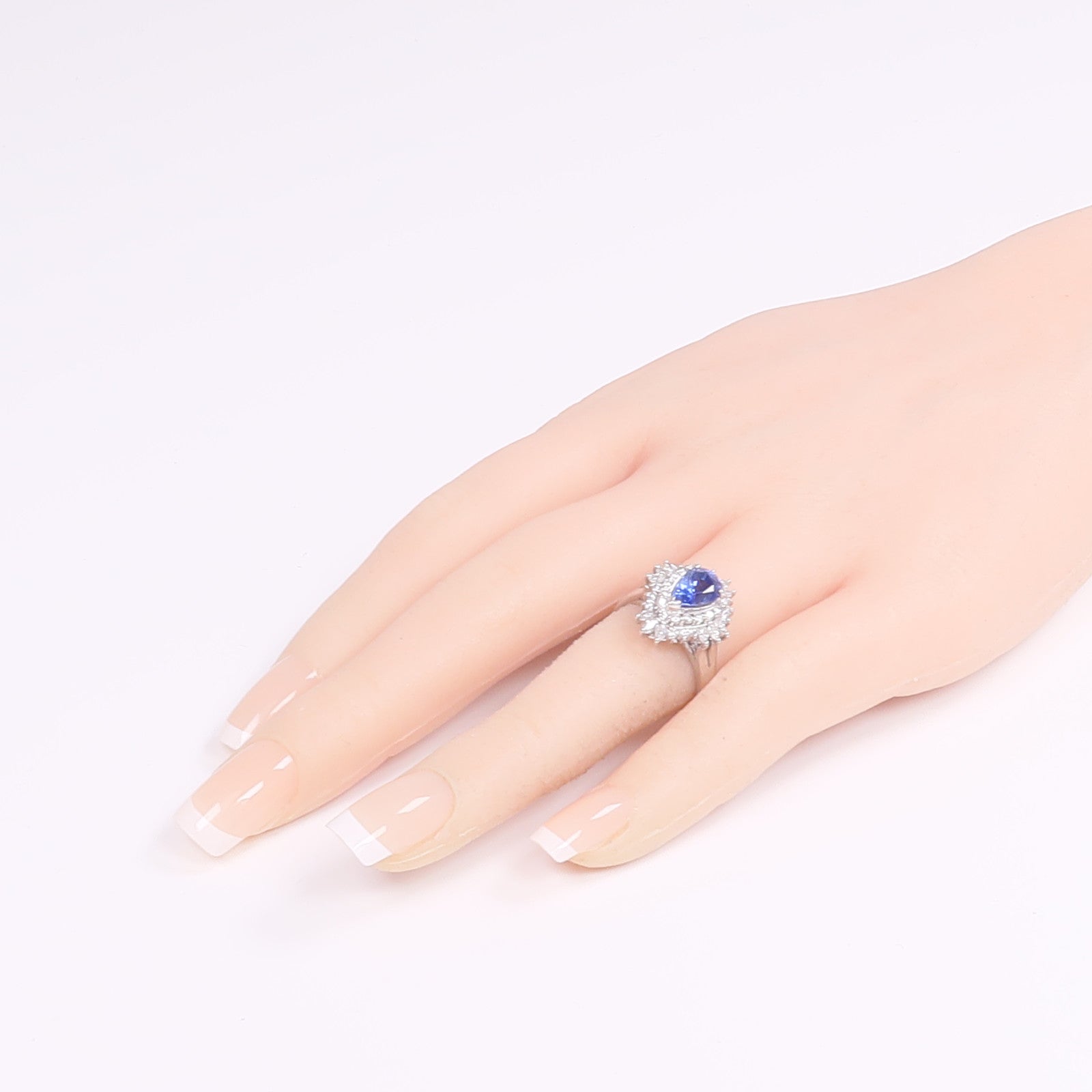 JEWELRY 【激減優惠】PT900鉑金Sapphire Diamond Ring藍寶石/鑽石戒指US#7
