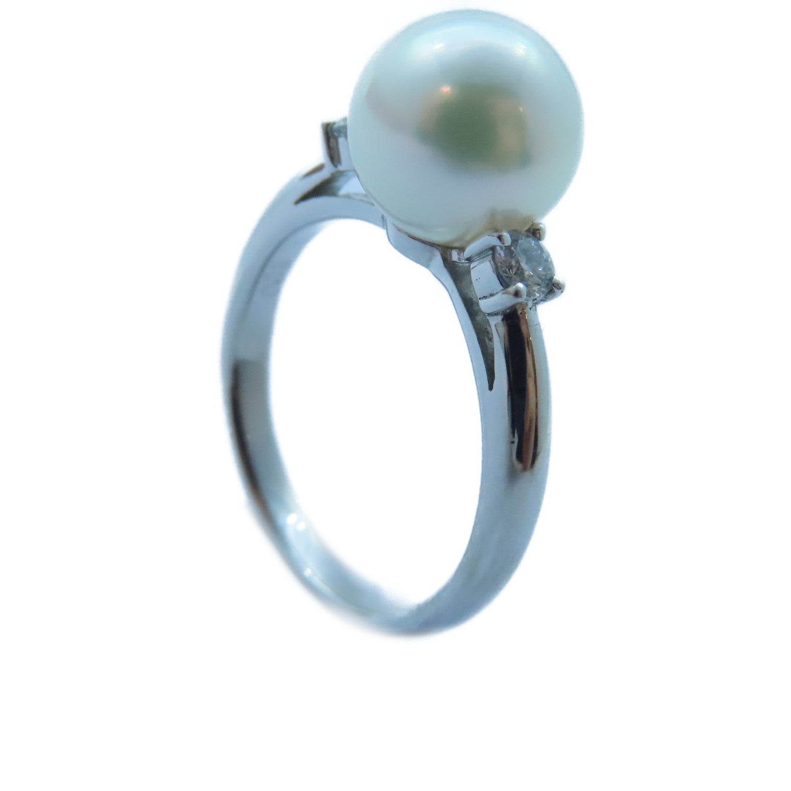 JEWELRY 【激減優惠】PT900白金Pearl/Diamond Ring 8.9mm珍珠/0.13ct鑽石戒指US#5.5