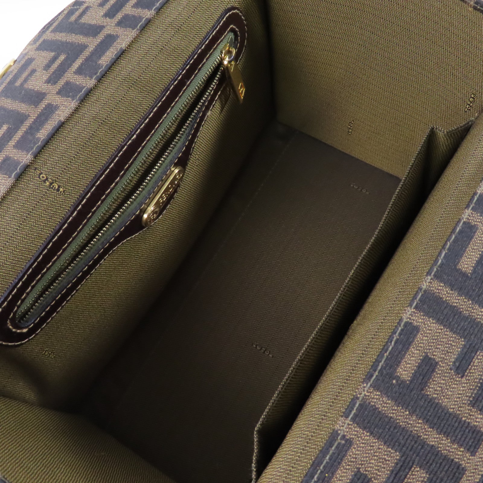 FENDI 帆布Sukka Afor Vintage Bag金扣手挽肩背兩用袋啡色