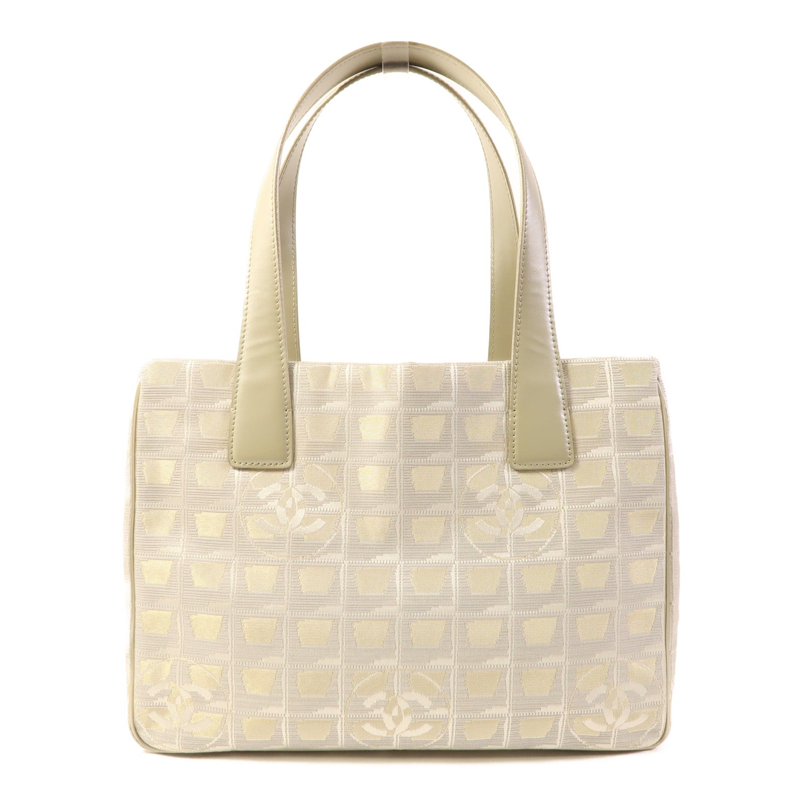 CHANEL 帆布Tote Bag銀扣肩背袋