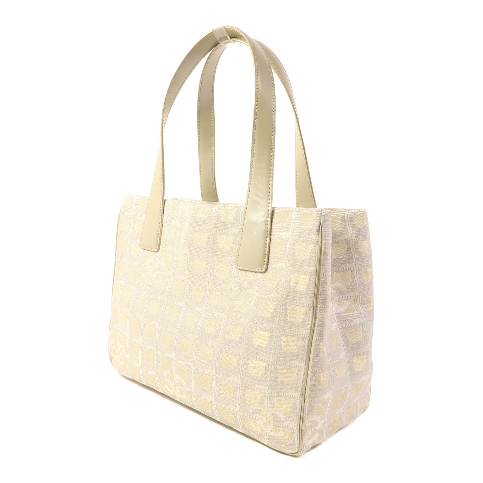 CHANEL 帆布Tote Bag銀扣肩背袋