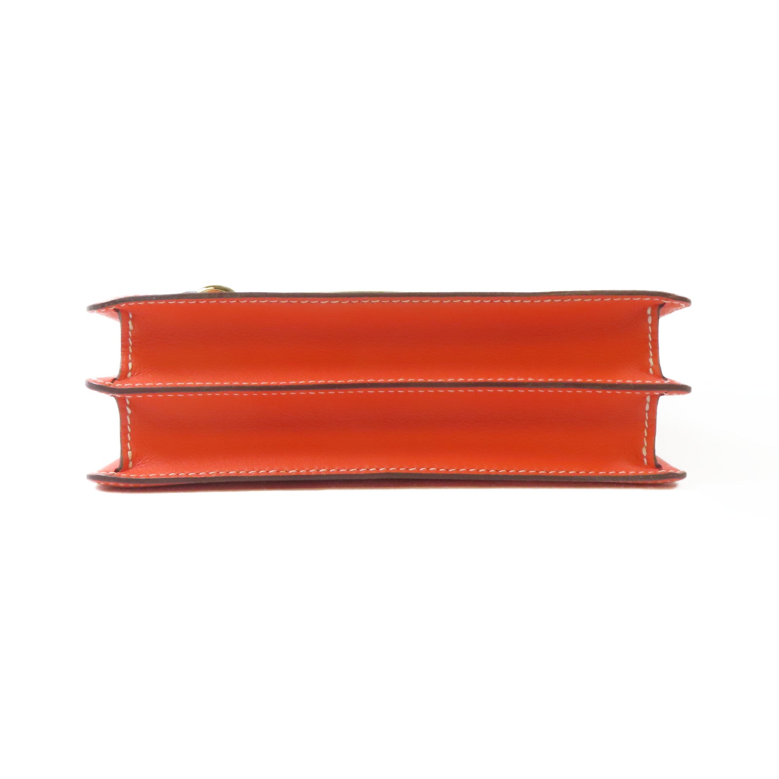 HERMES Evercolor皮革Roulis 23金扣肩背袋Capucine/橙色