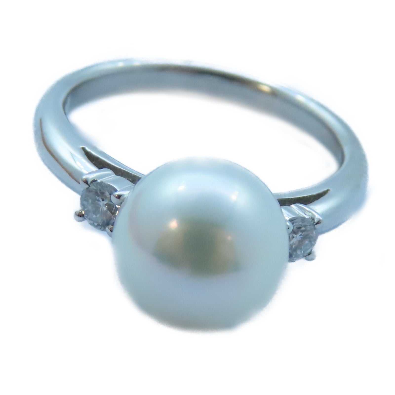 JEWELRY 【激減優惠】PT900白金Pearl/Diamond Ring 8.9mm珍珠/0.13ct鑽石戒指US#5.5